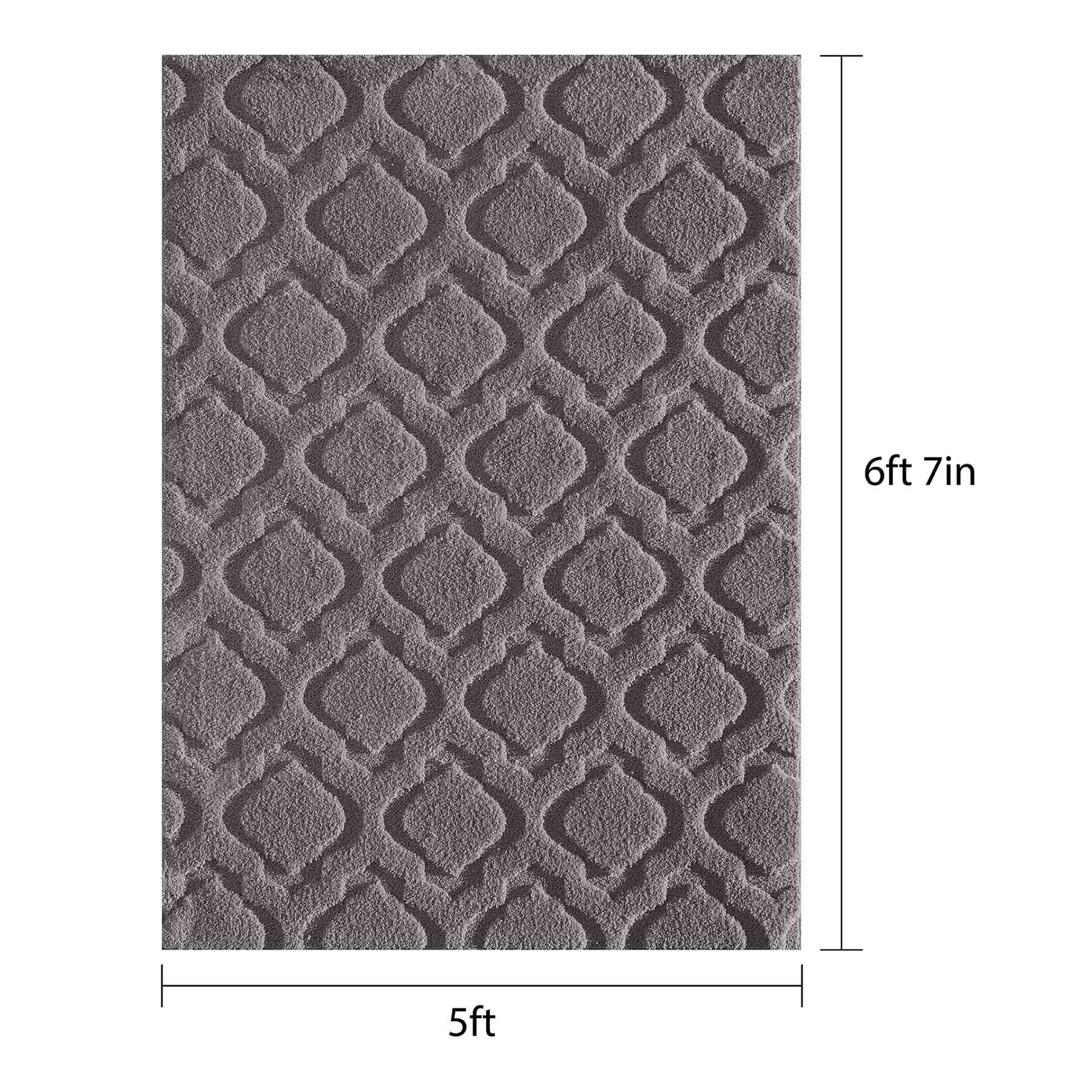 (D458) Jardel Grey Tufted Area Rug with Non-Slip Back, 5x7