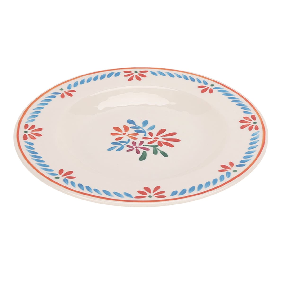 9In White Floral Rim Melamine Salad Plate
