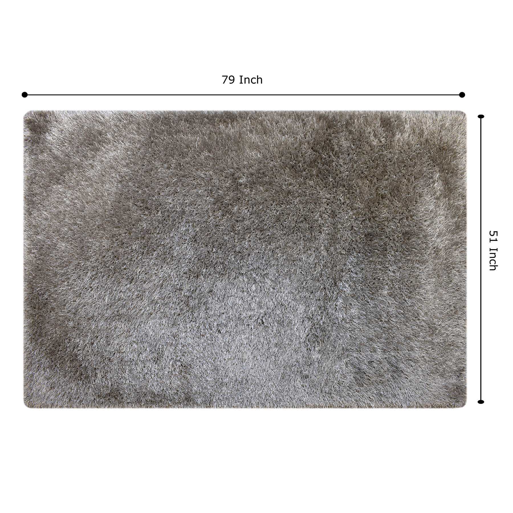 (C199) Eve Silver Shag Area Rug, 4x7