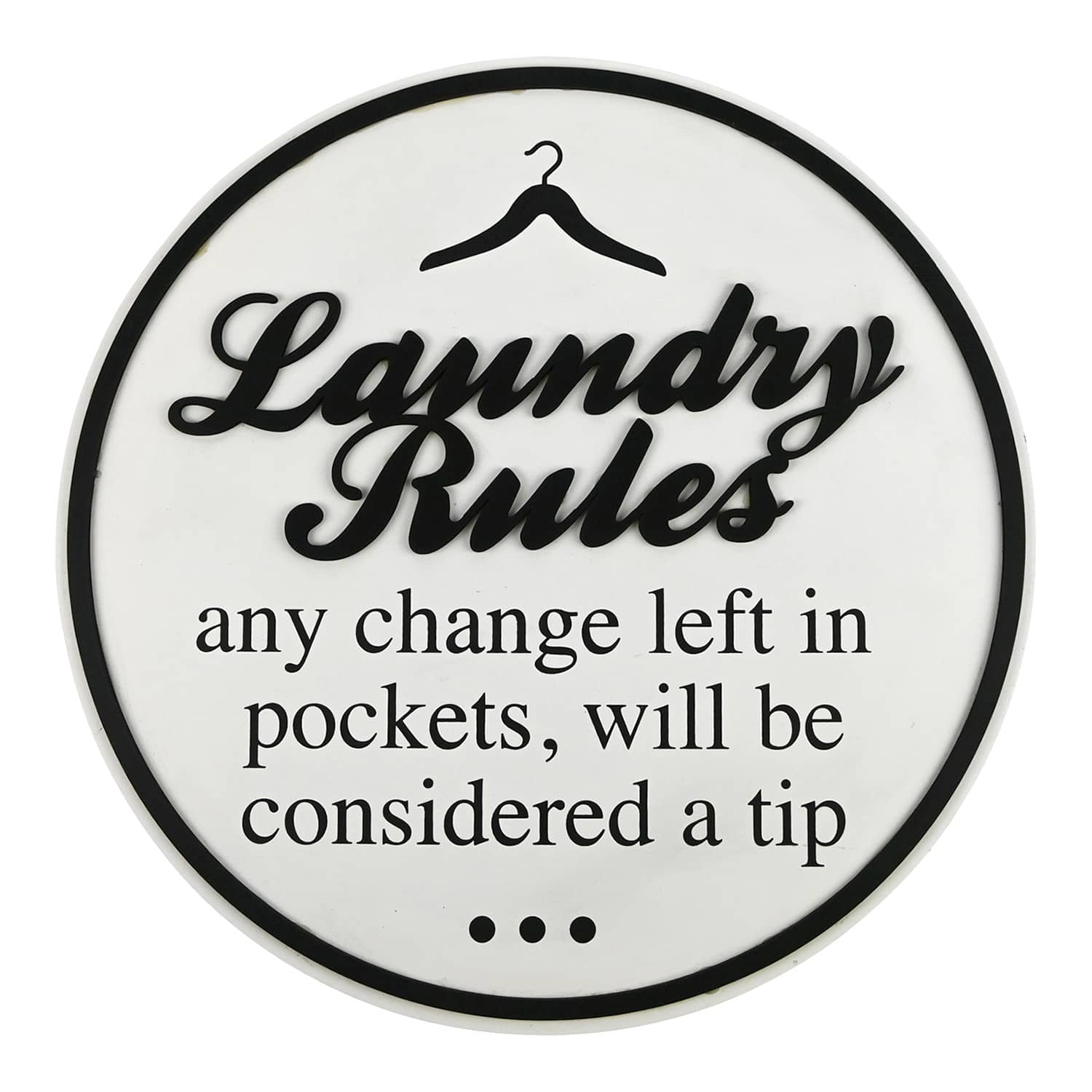 Laundry Rules Round Wall Decor, 16"