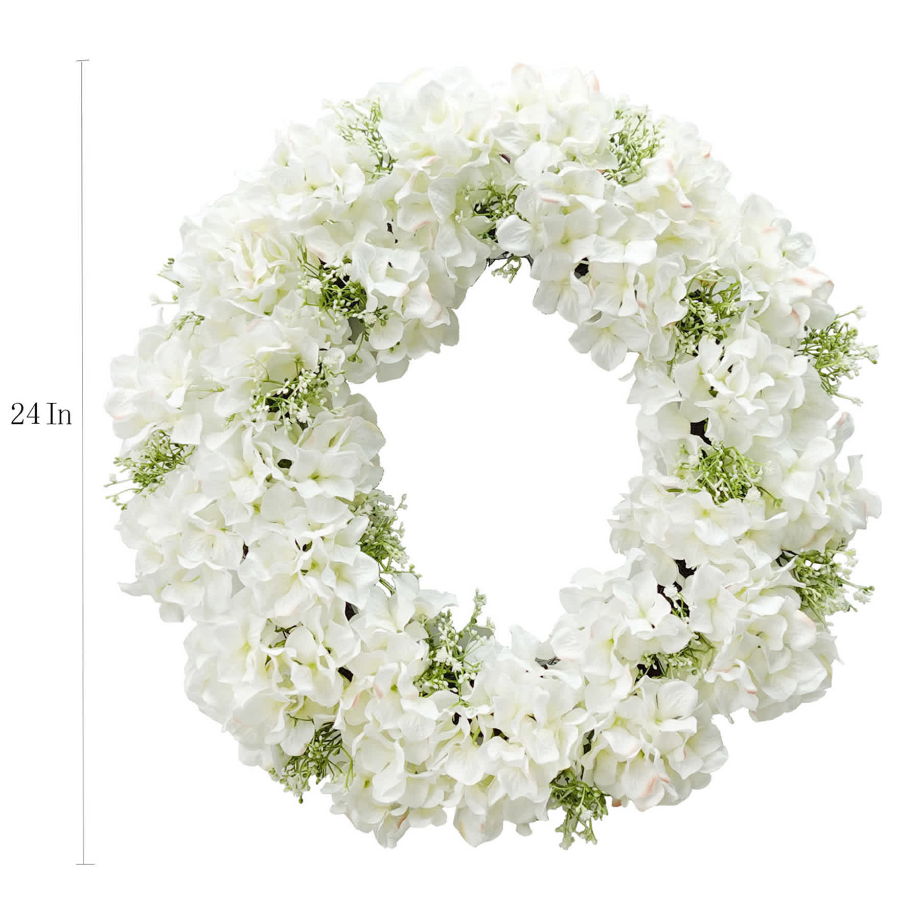 Providence White Hydrangea & Baby's Breath Wreath, 24"