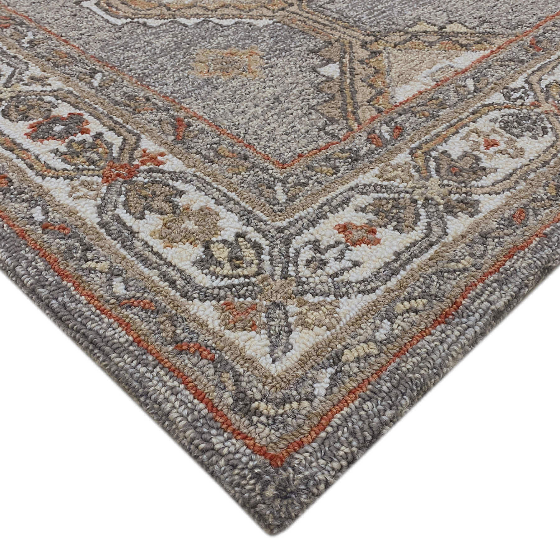 (A501) Jolene Grey Hooked Area Rug, 8x10