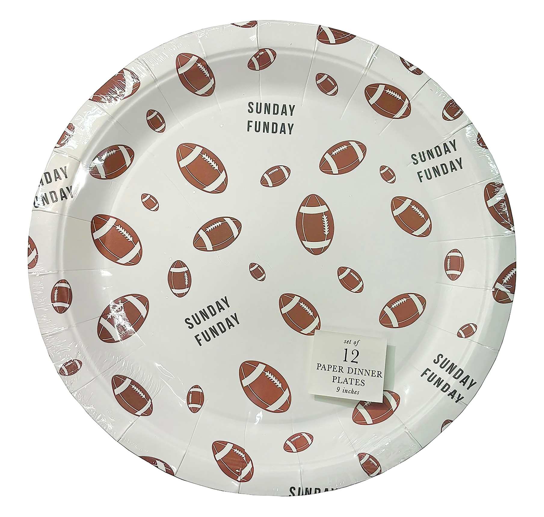 White Football 9In Plate 12Ct