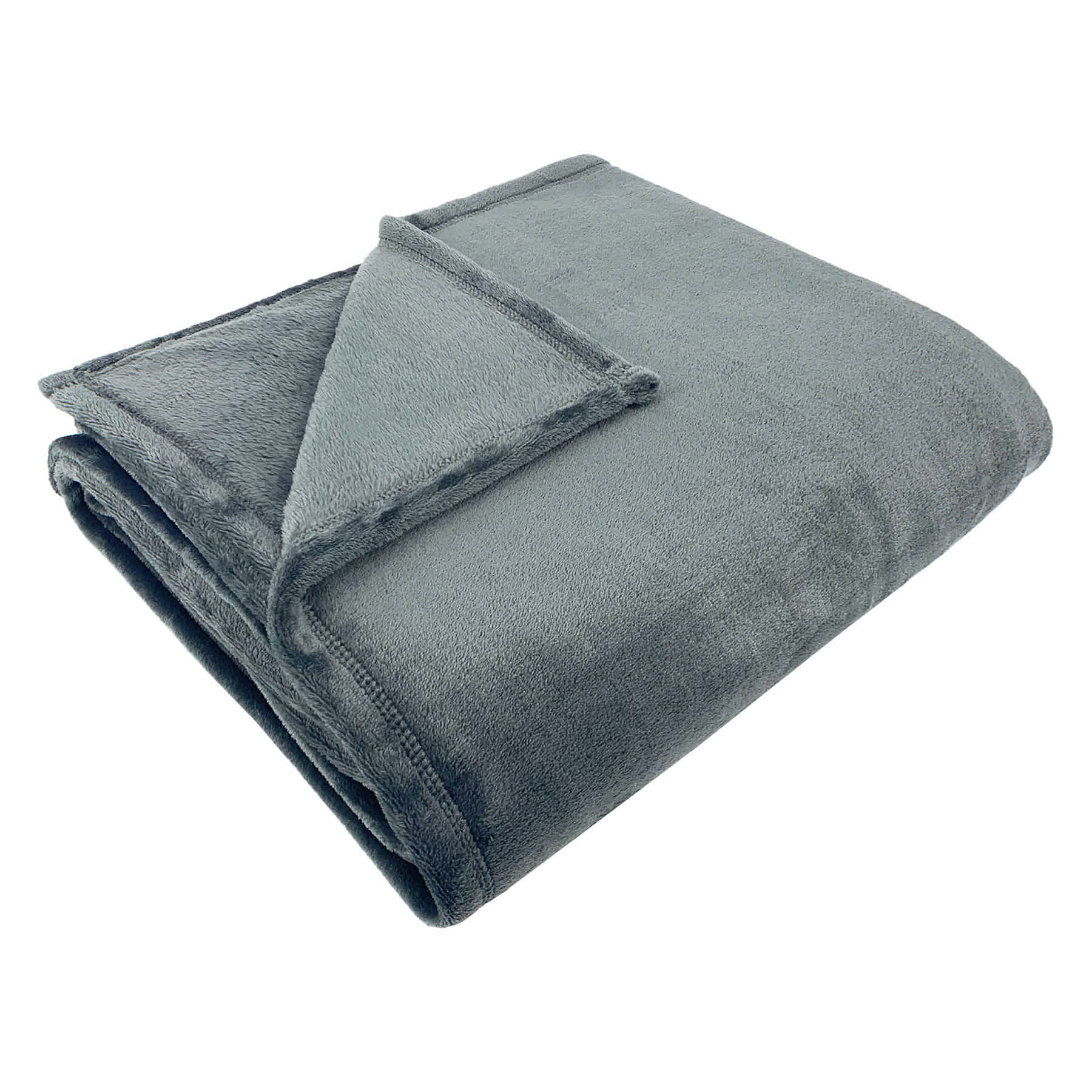 Dark Grey Plush Bed Blanket, King