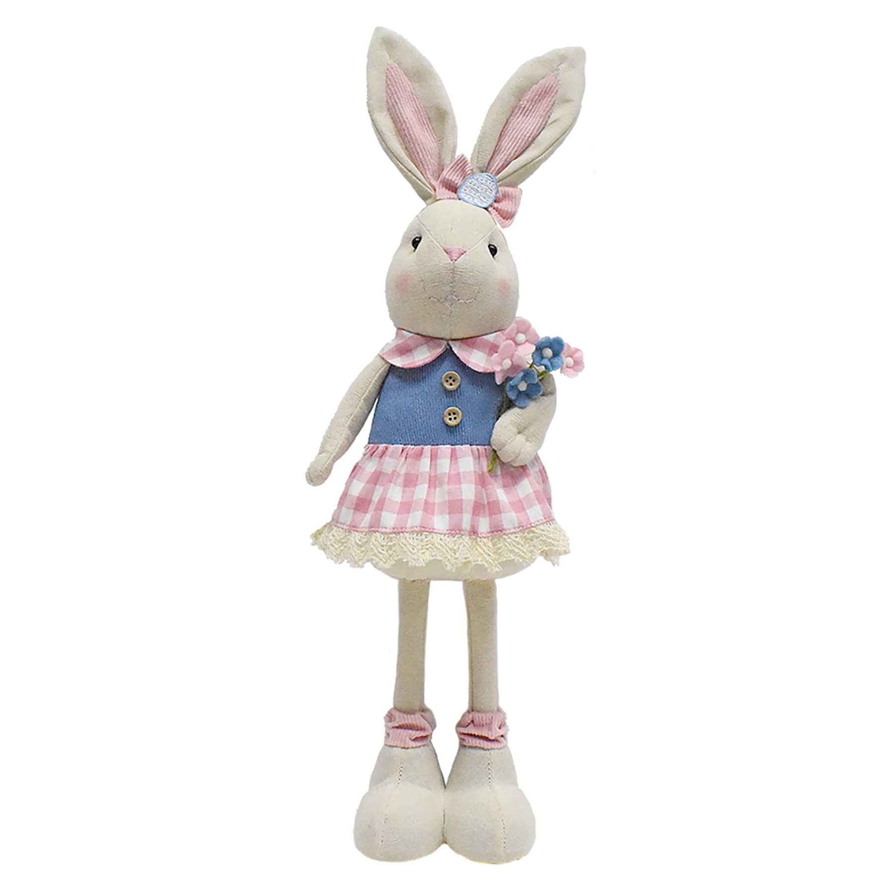 Homespun Easter Fabric Bunny with Tulip, 21"