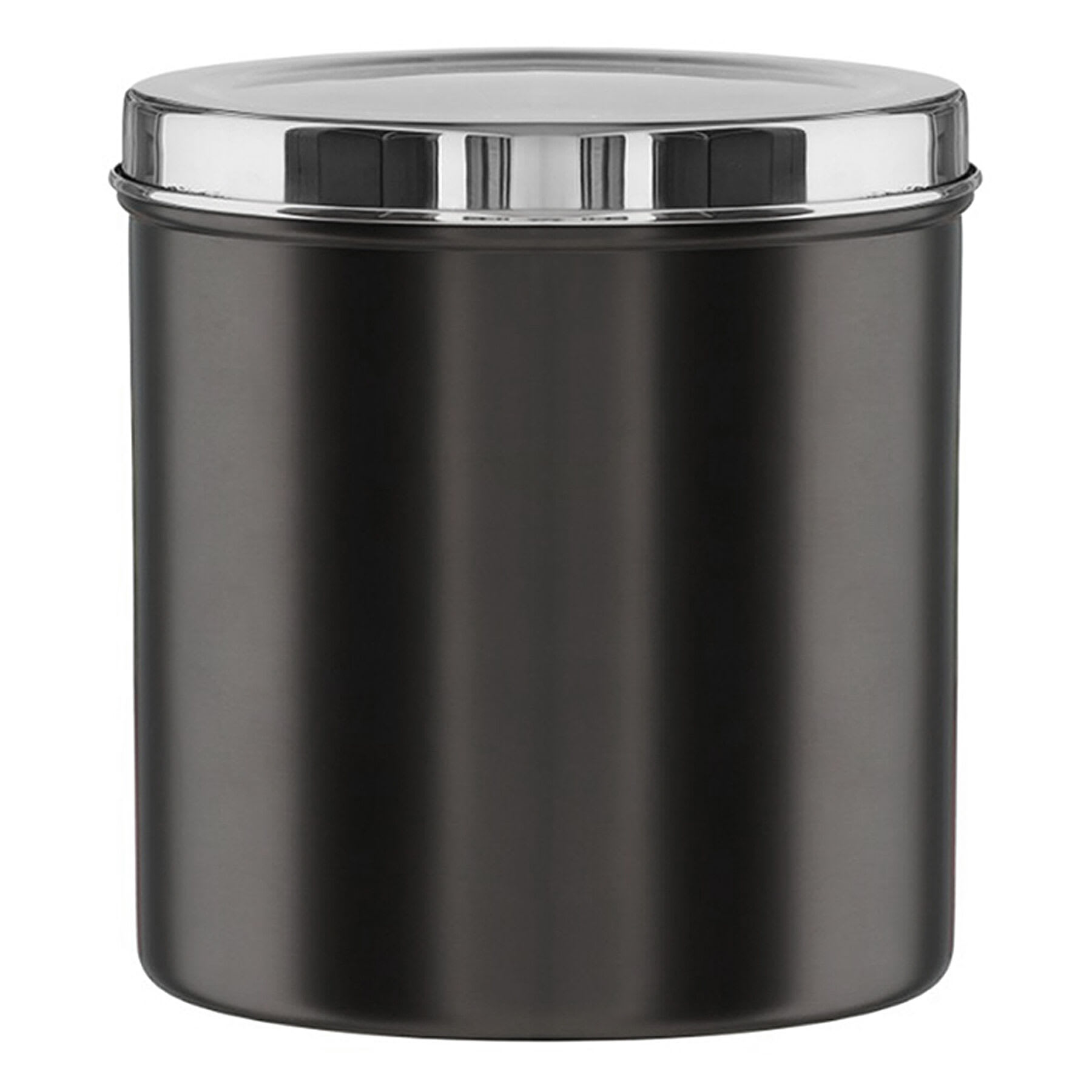 Set of 3 Black Nickel Metal Canister with Silver Lid