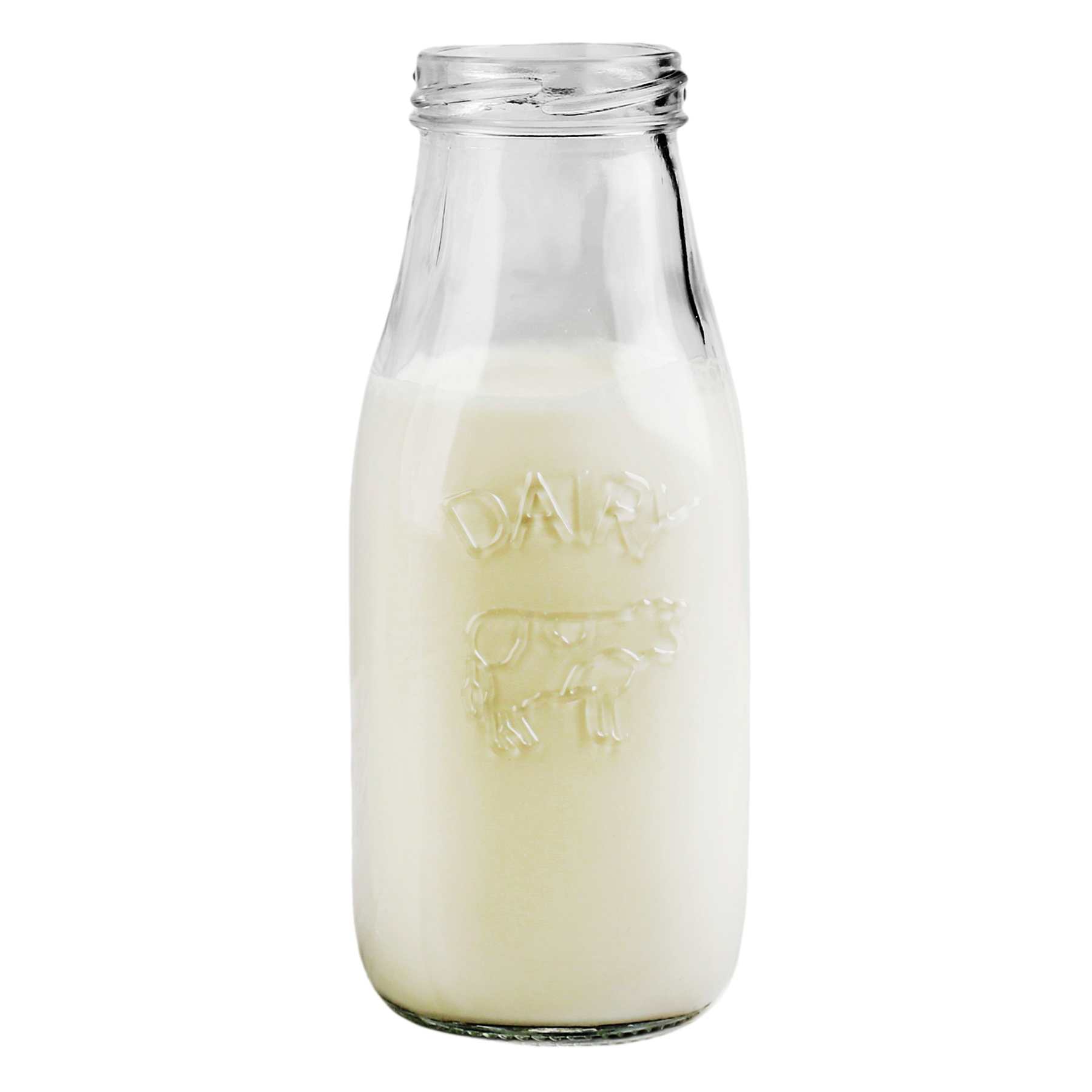 Set of 6 Country Milk Glass Bottles