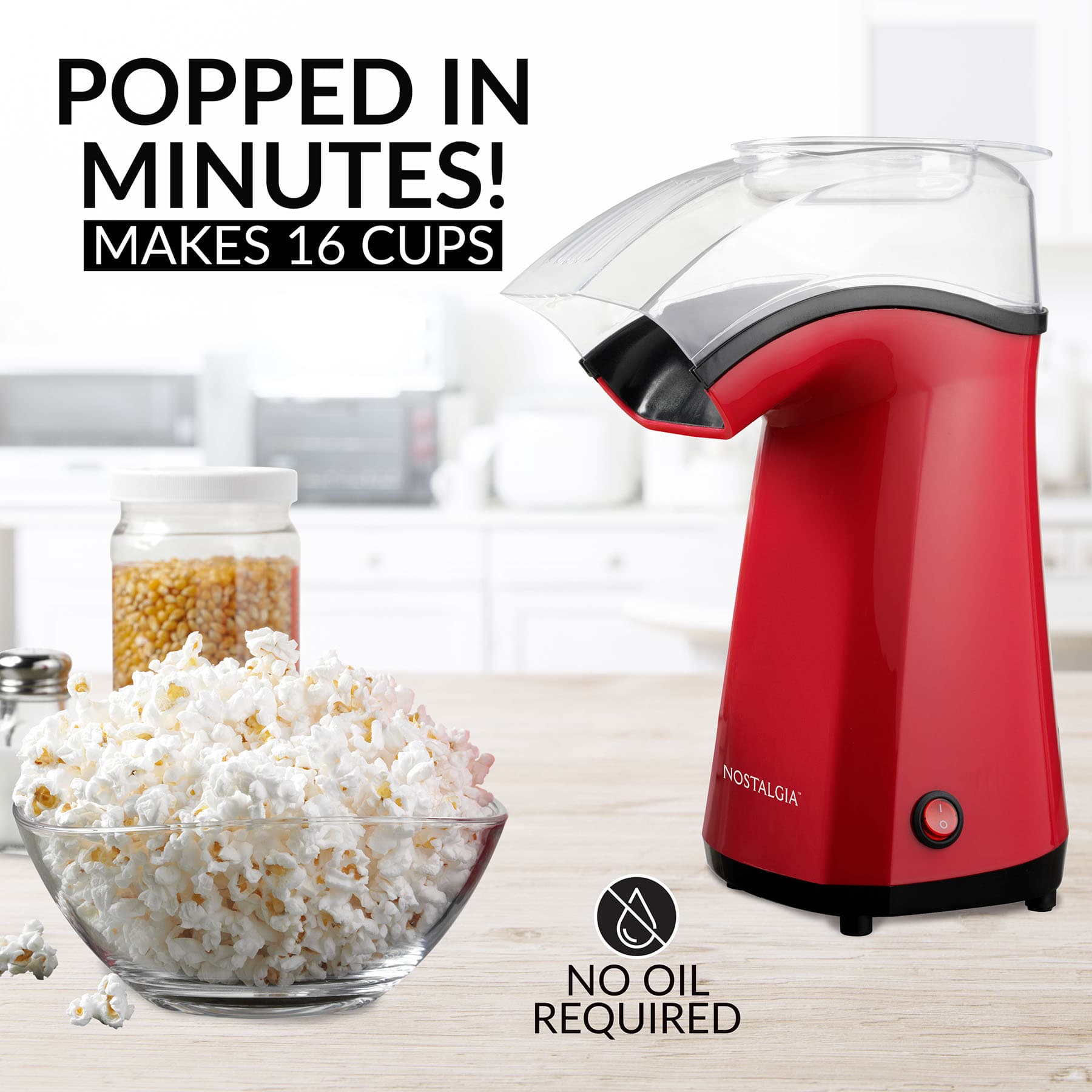 Nostalgia Air Popcorn Maker, Red