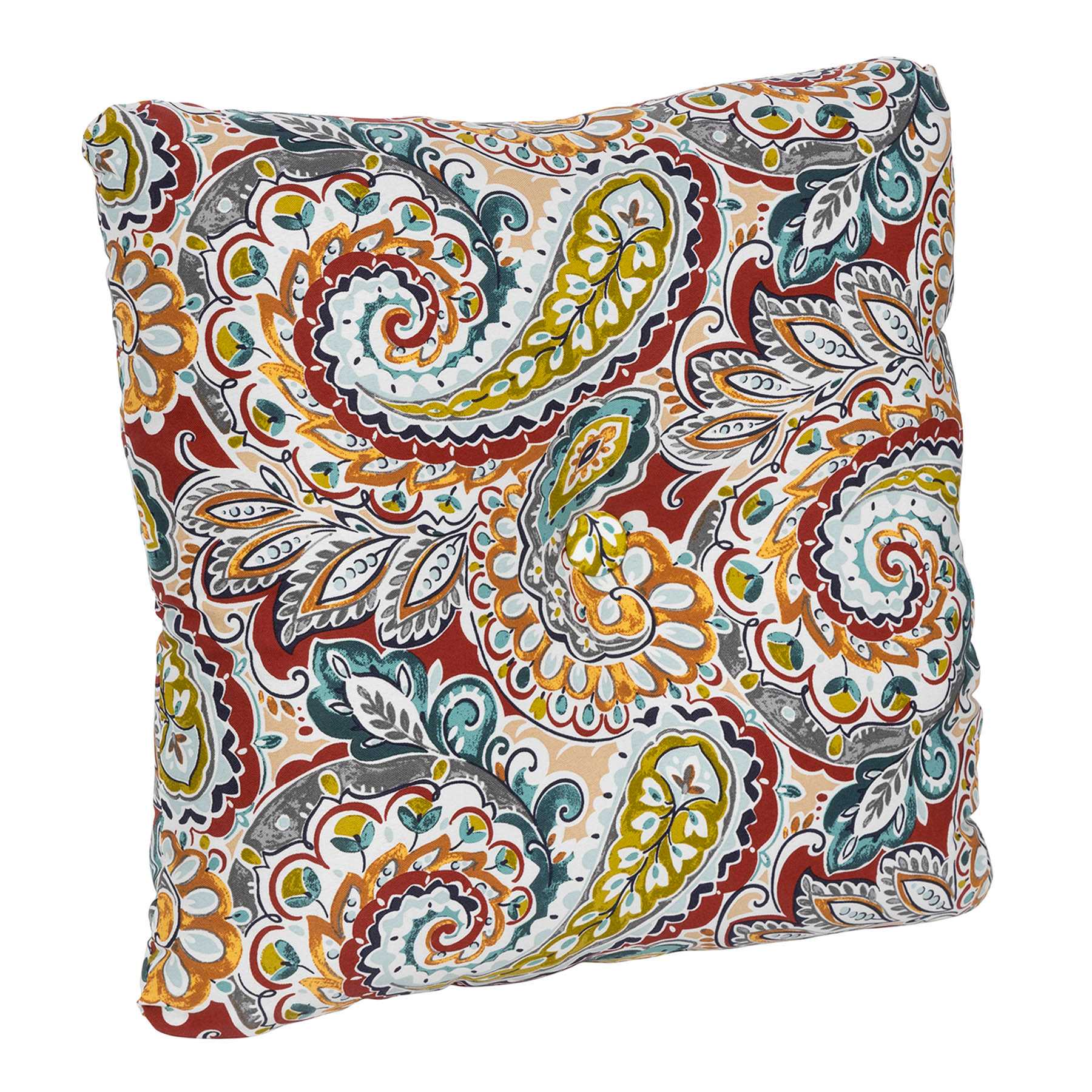 Paisley Chili Outdoor Tufted Back Cushion