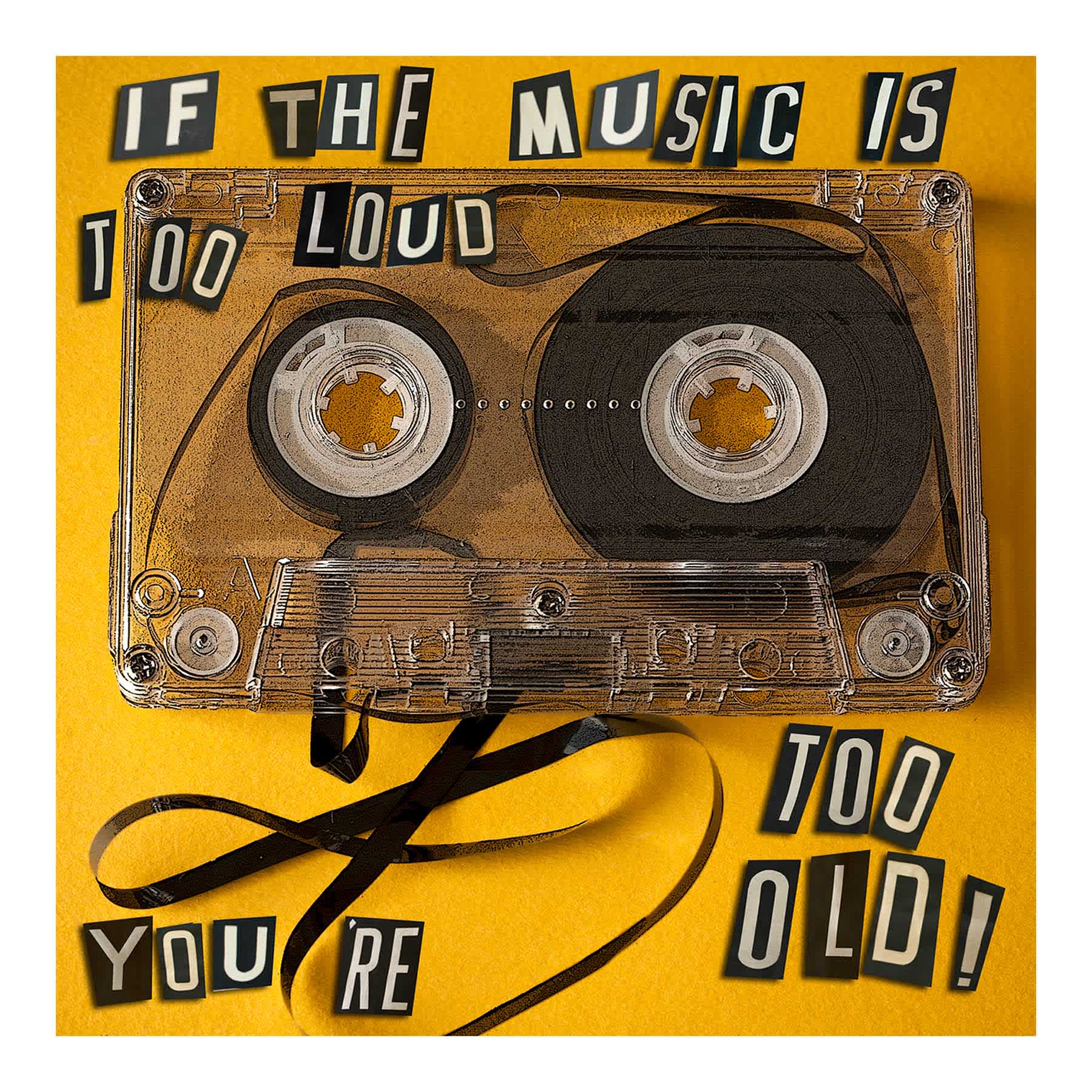Music Too Loud Vintage Cassette Canvas Wall Art, 22"