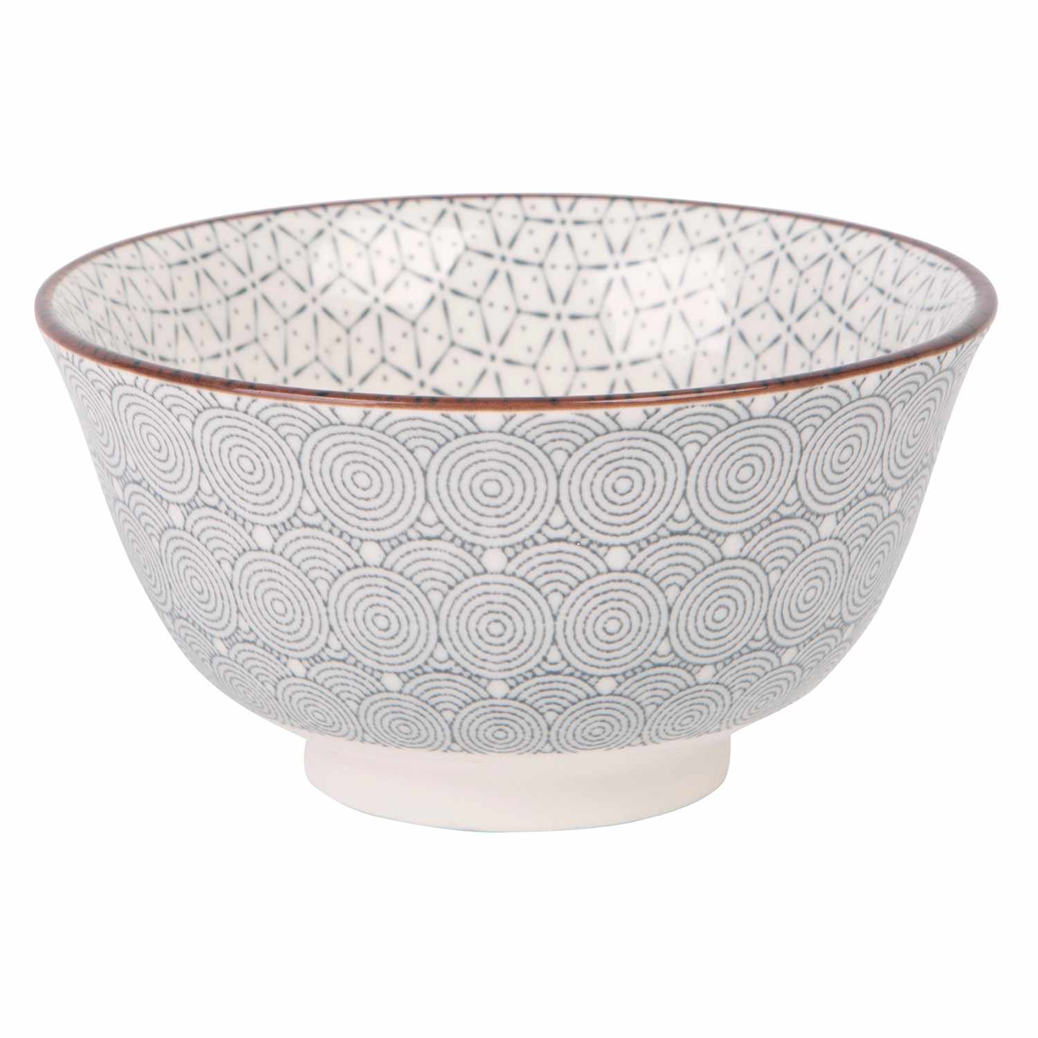 Grey Circles & Swirls Printed Bowl, 11oz