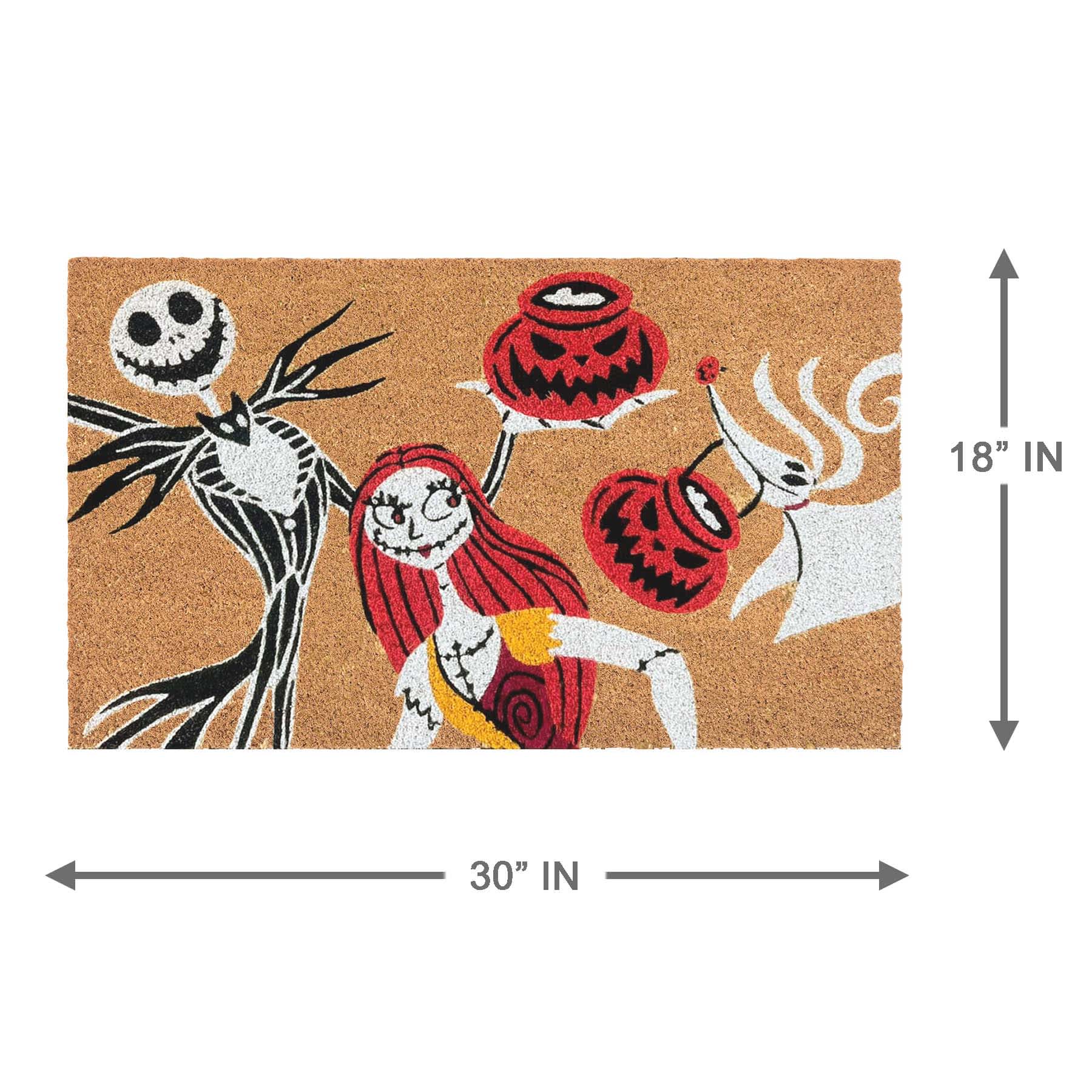 Jack & Sally Pumpkin Coir Mat, 18x30