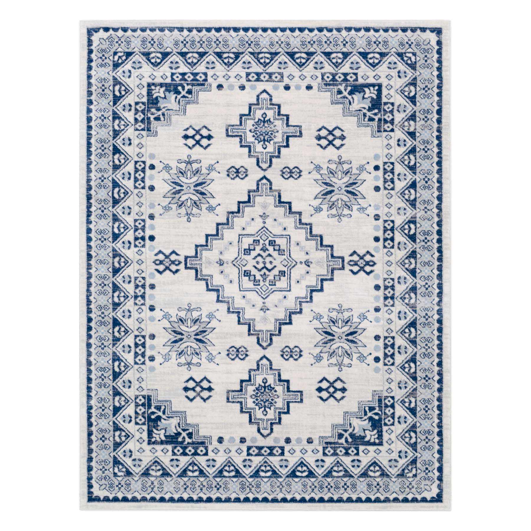 (D496) Roma Blue Medallion Accent Rug, 3x5