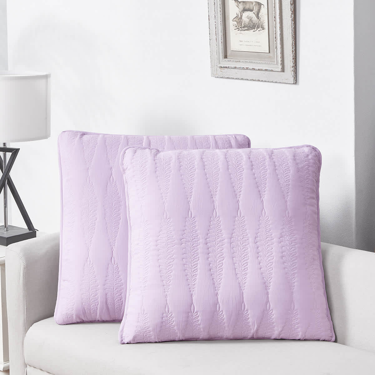 Providence 2-Pack Purple Embroidered Washed Microfiber Throw Pillows, 24"