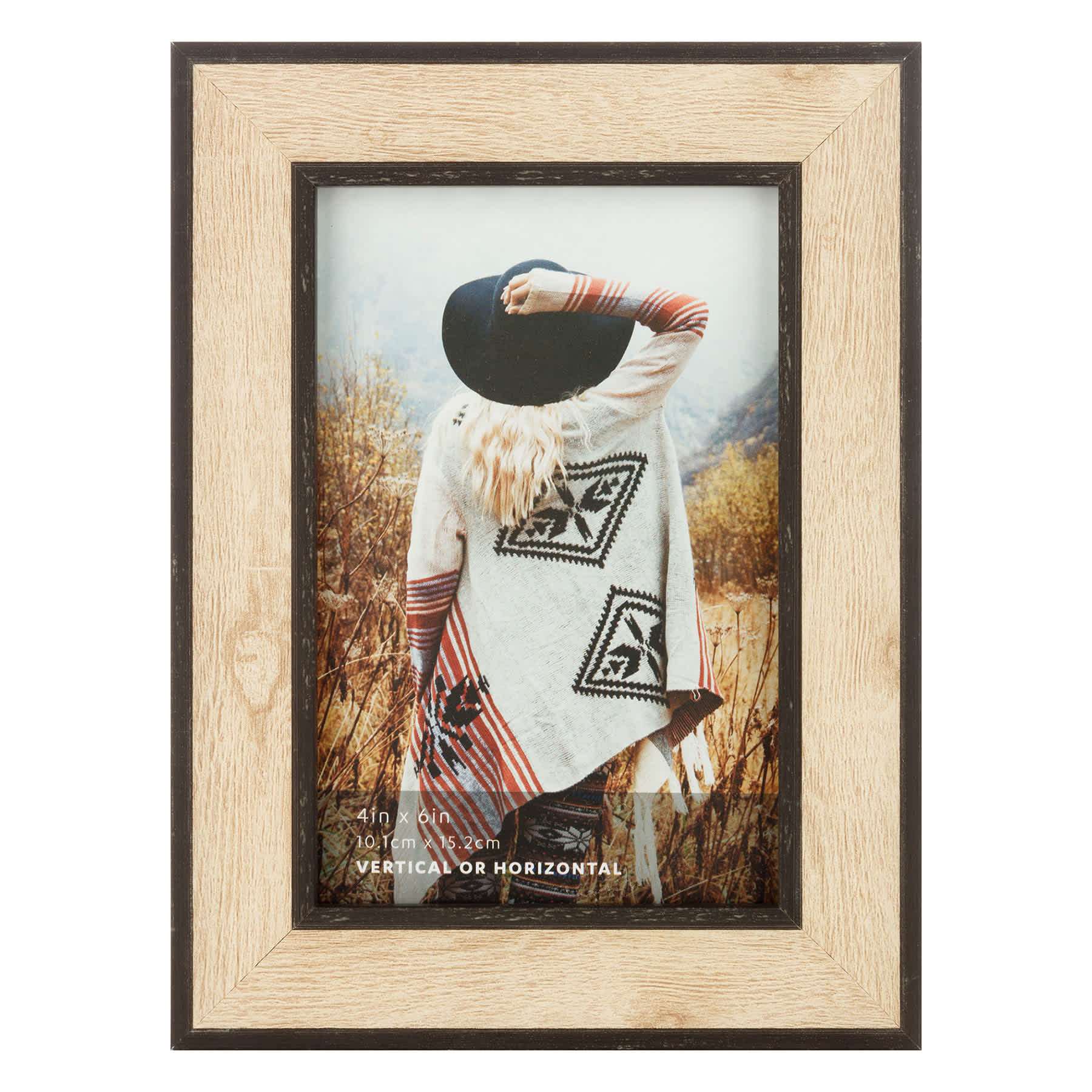 Black & Wood Tabletop Picture Frame, 4x6