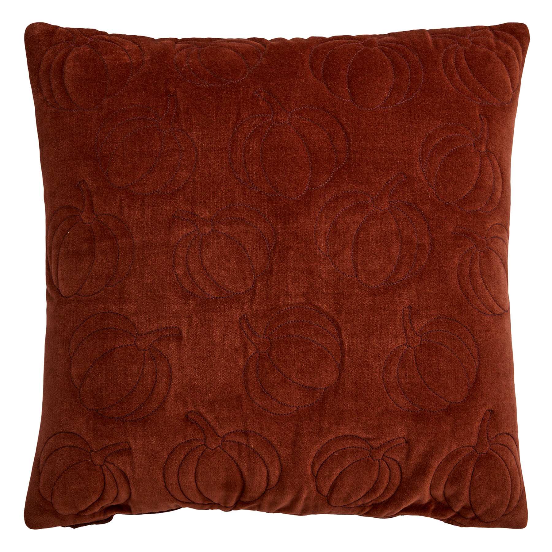 2-Pack Quilted Maroon Velvet Pumpkin Throw Pillow