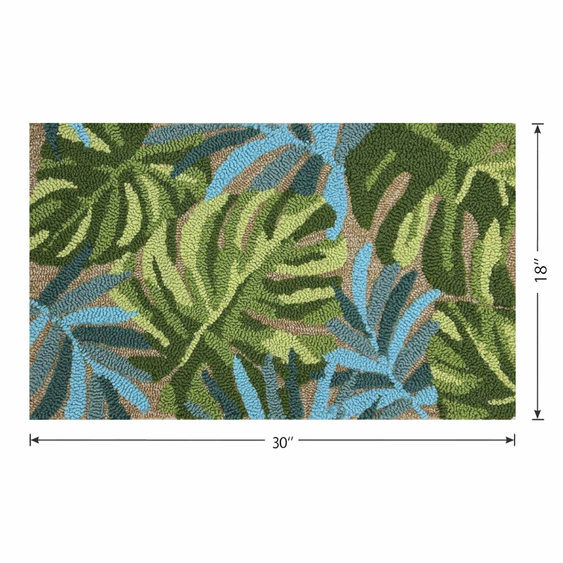 Tropical Green Hook Tufted Outdoor Accent Rug, 18x30