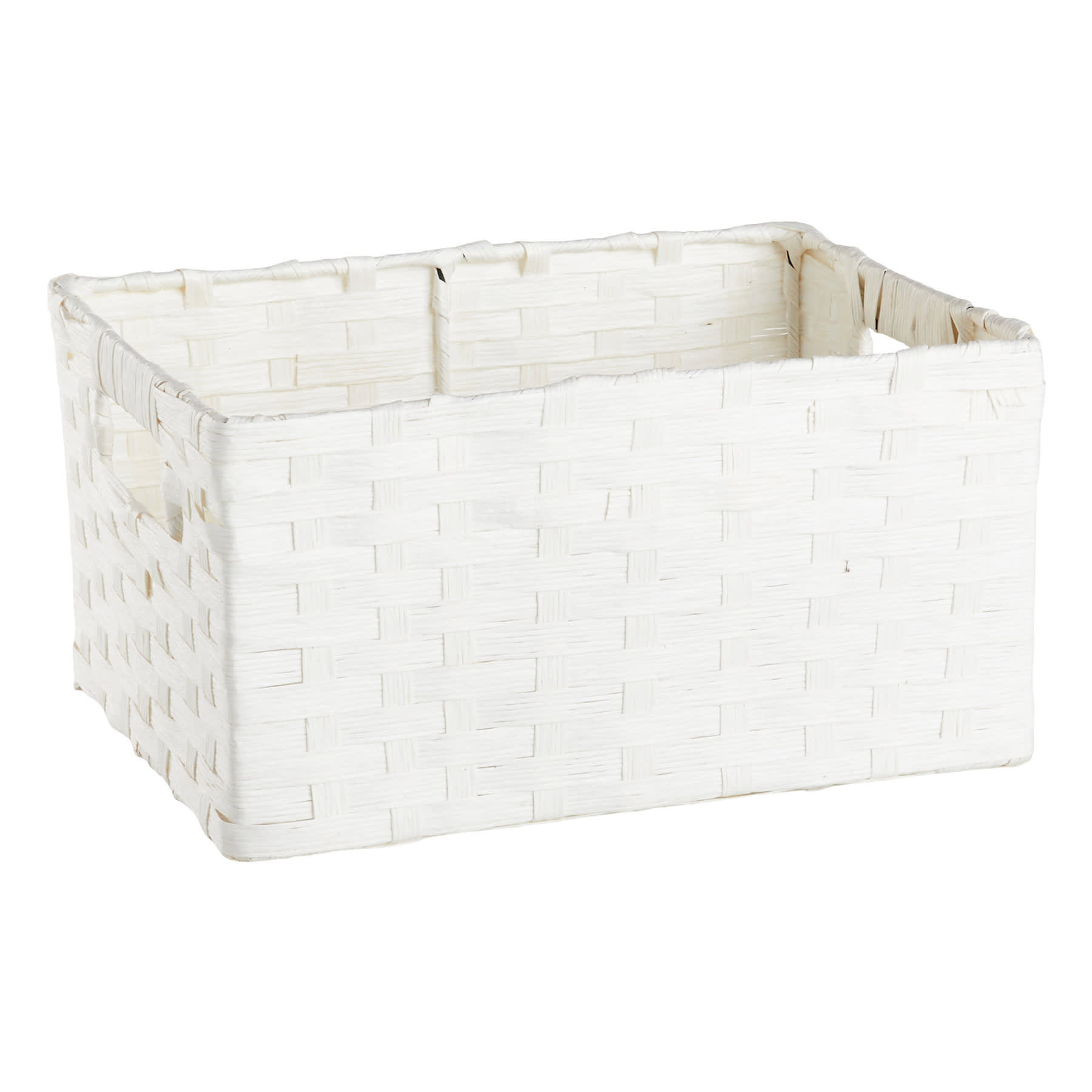 White Paper Rope Rectangle Storage Basket, Medium