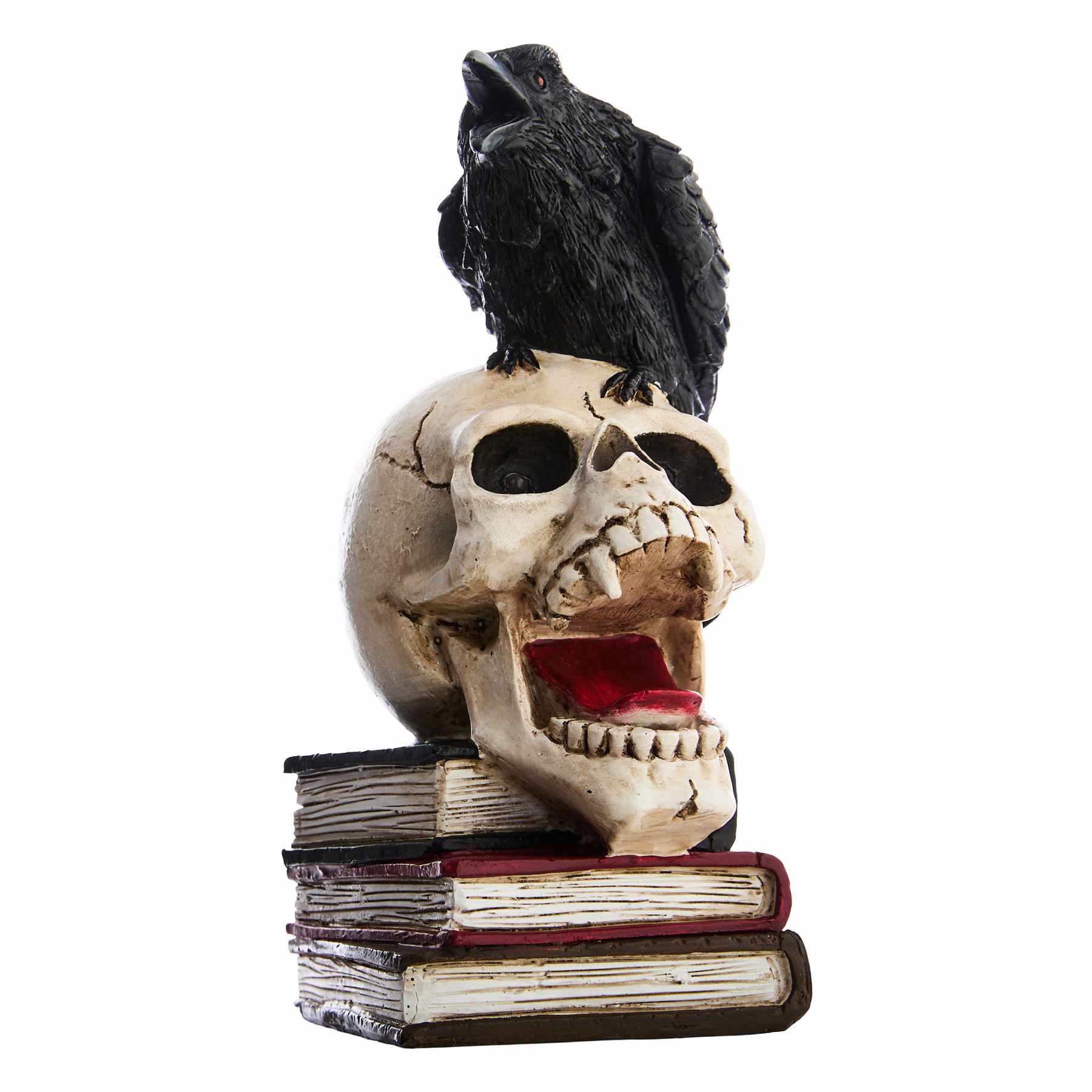 Midnight Shadows Halloween Skull on Books, 9"