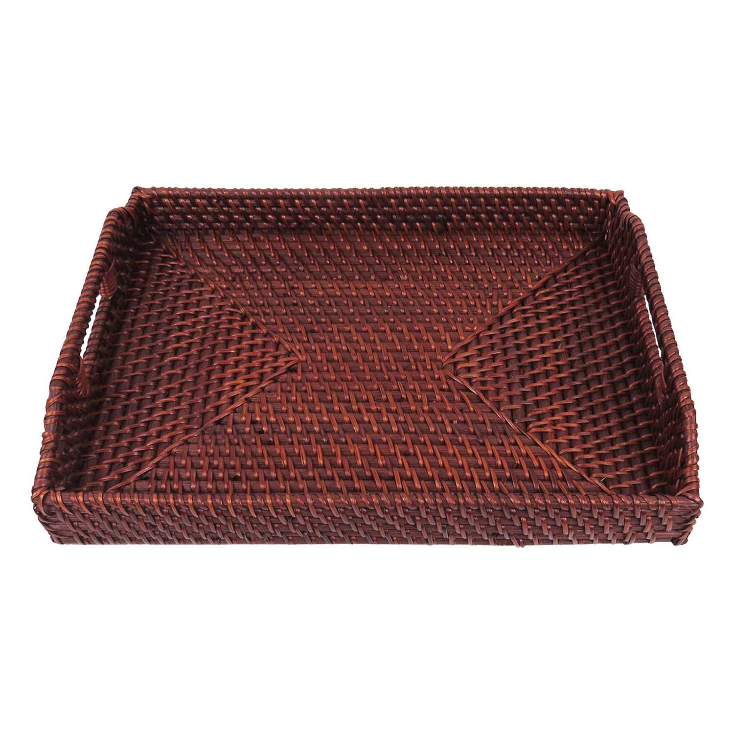 Brown Woven Rattan Rectangle Serving Tray