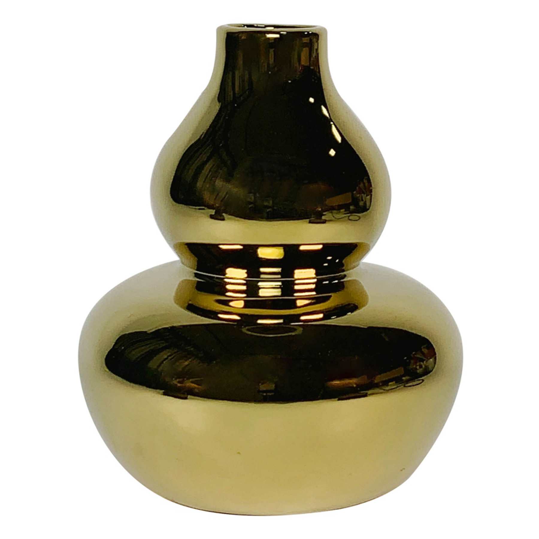 Gold Electro Ceramic Vase, 6"