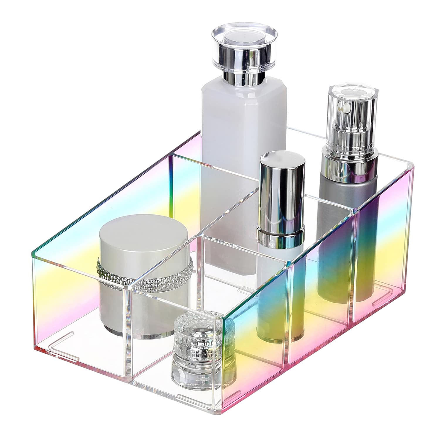 4-Compartment Rainbow Cosmetic Organizer
