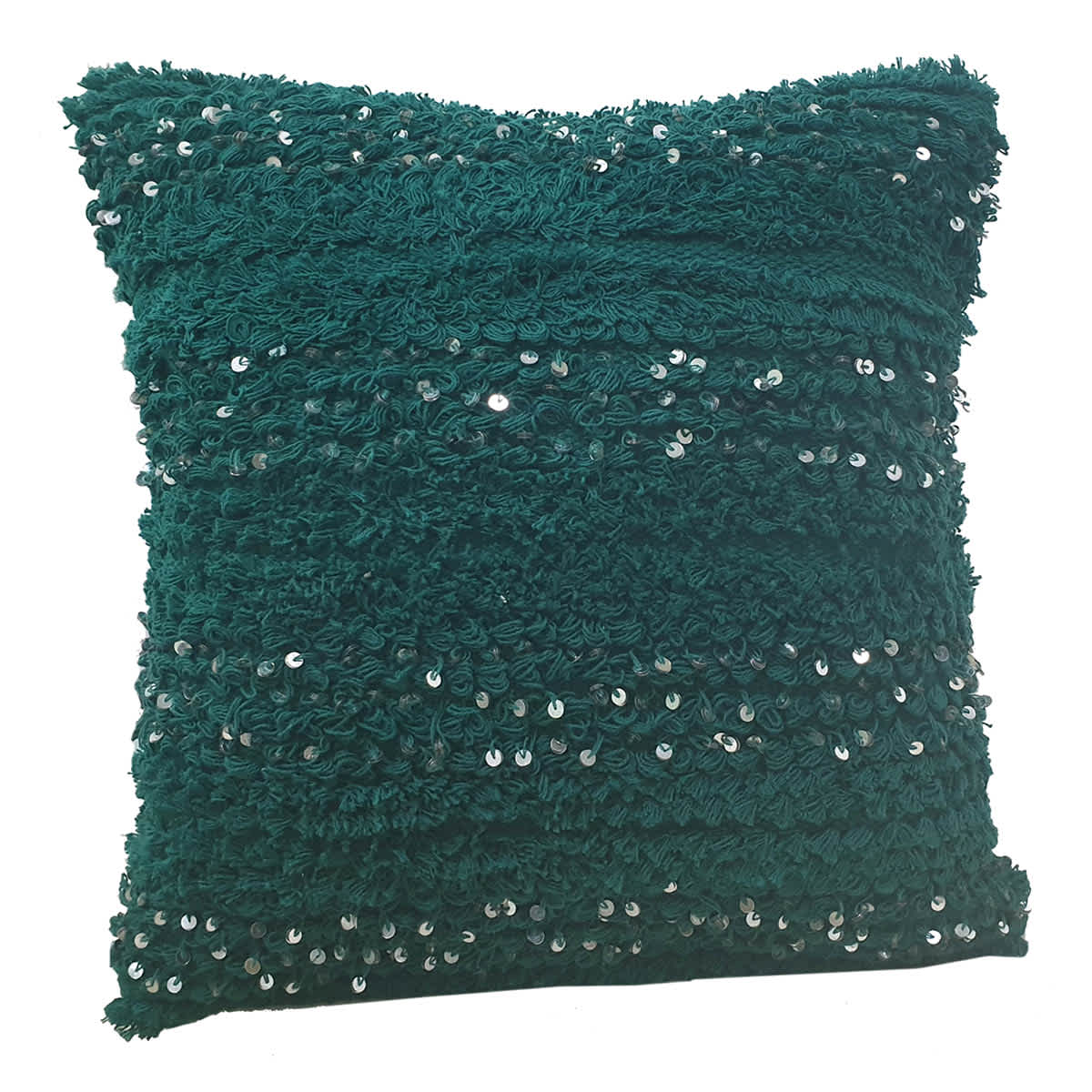 Found & Fable Green Tufted Throw Pillow with Sequins, 18"