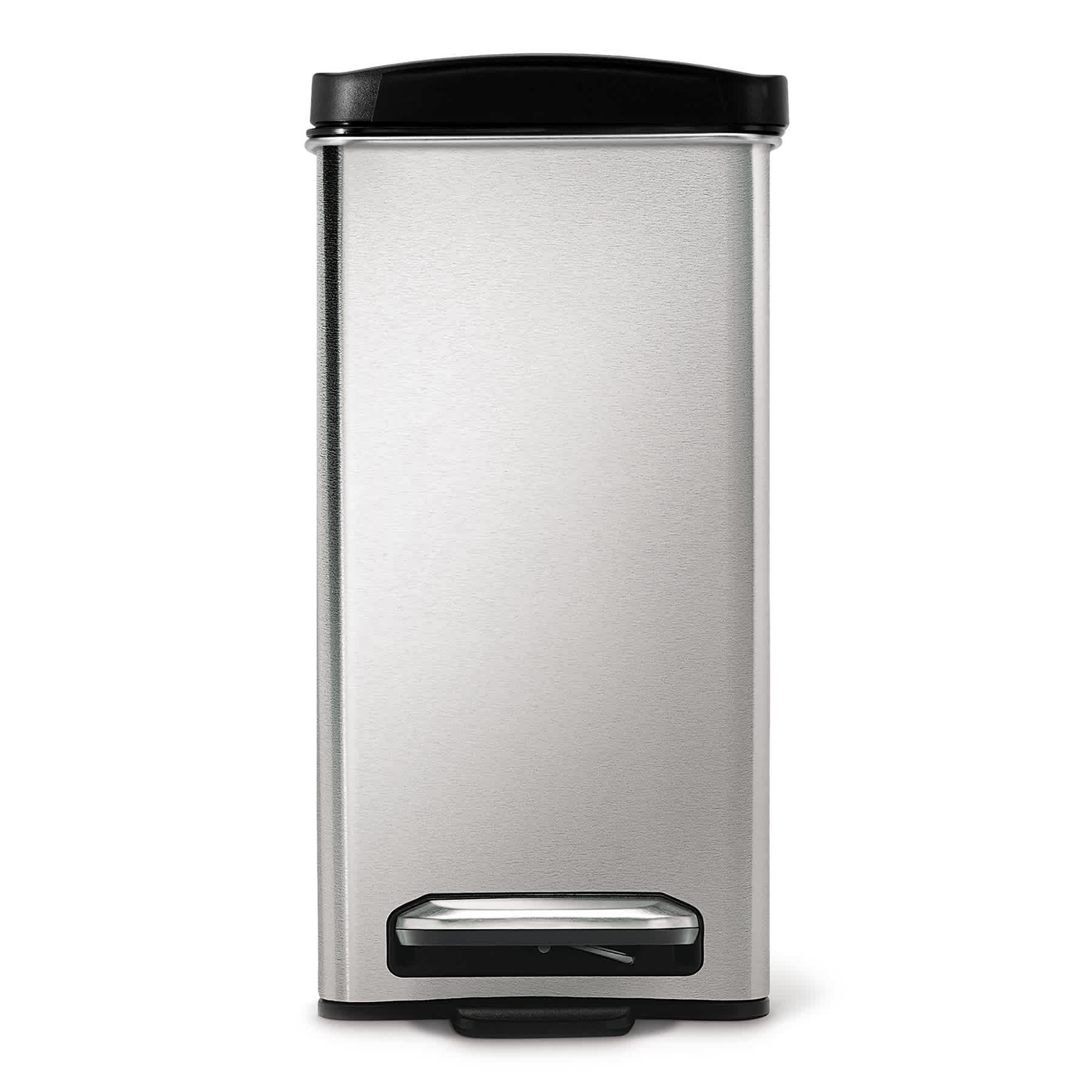 SimpleHuman Profile Brushed Stainless Steel with Black Lid Step Can, 10l (2.6gal)