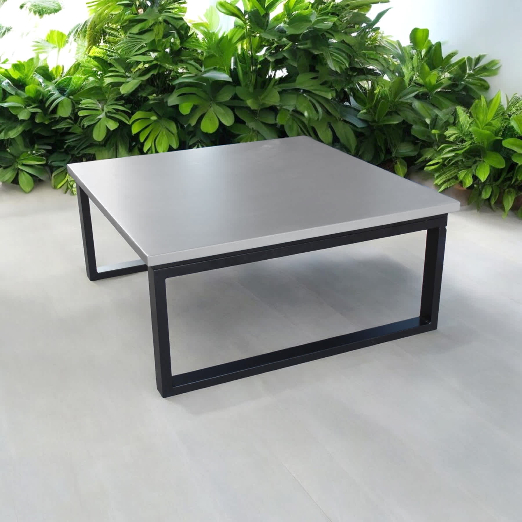 Soho Black Metal with Cement Top Patio Coffee Table