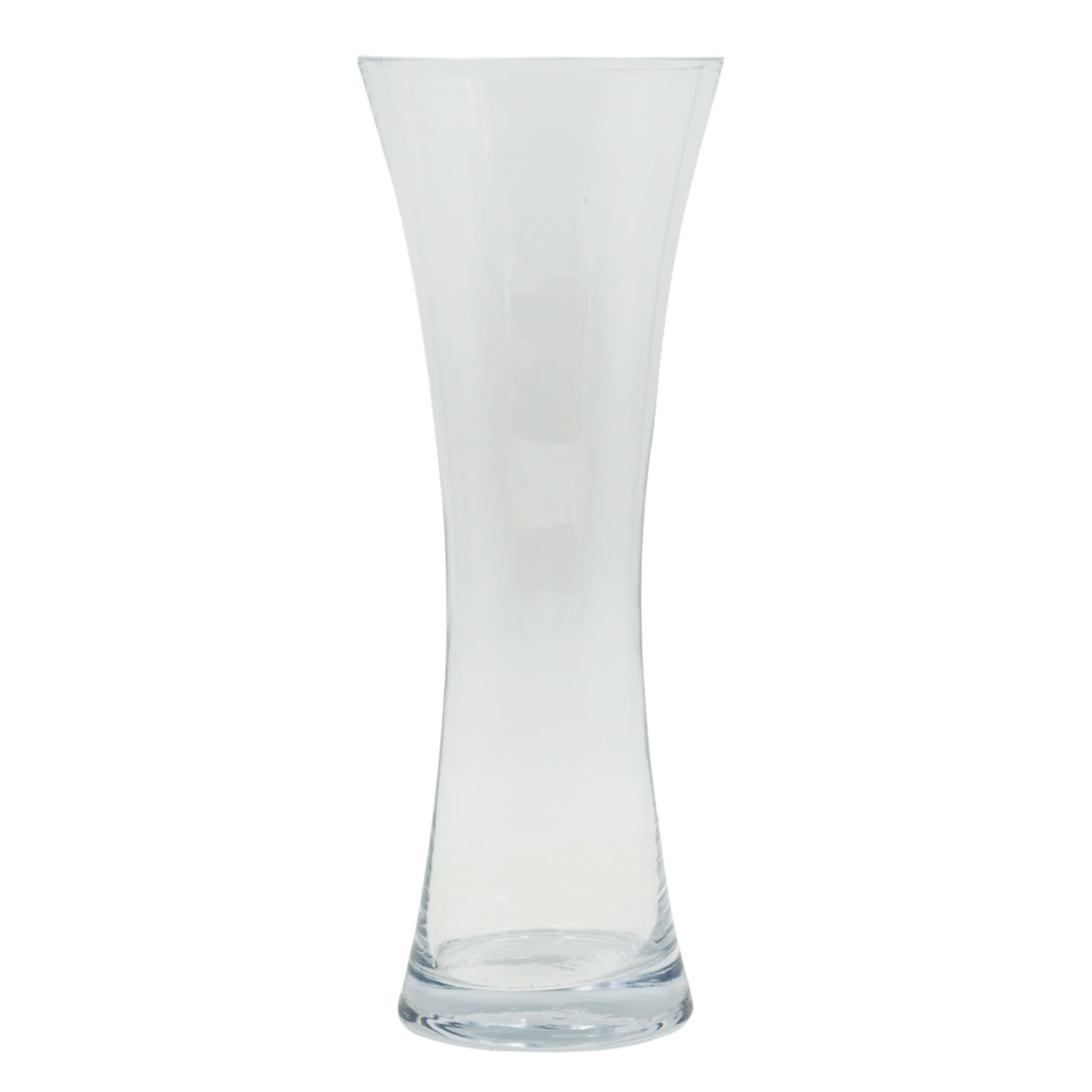 Clear Glass Hourglass Vase, 12"