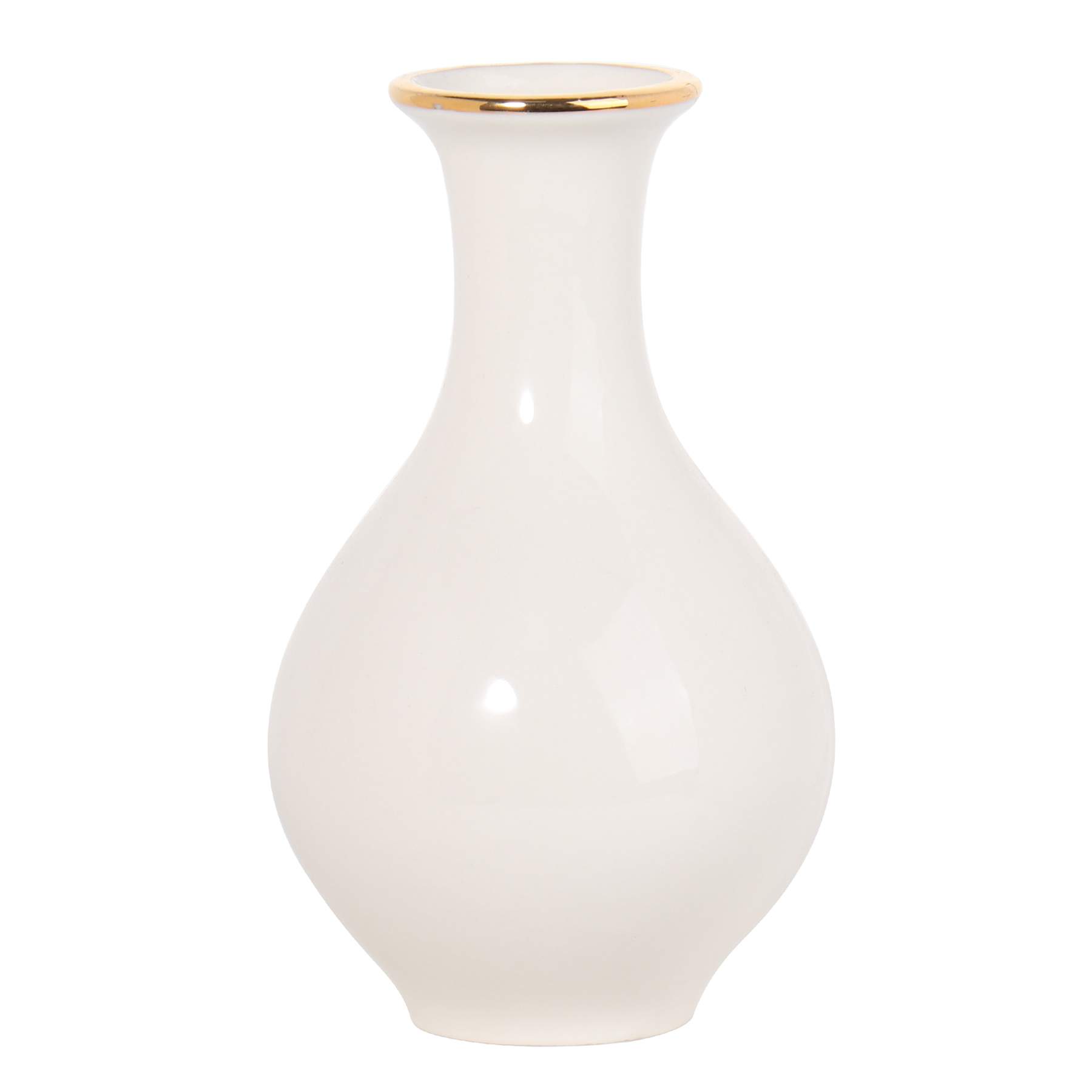 Providence White & Gold Electroplated Ceramic Vase, 6"