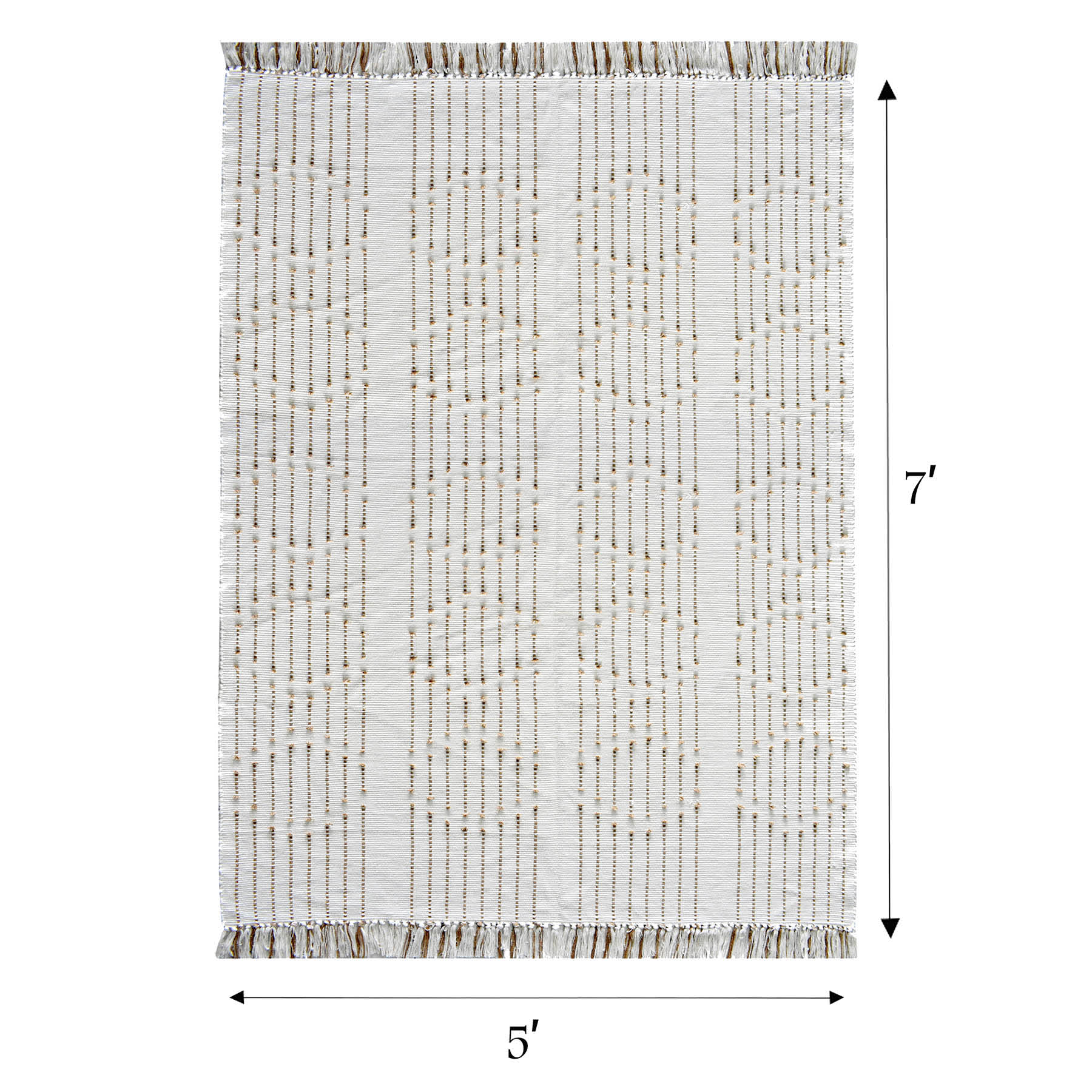 (D552) Honeybloom Flatweave Ivory & Beige Fringe Area Rug, 5x7