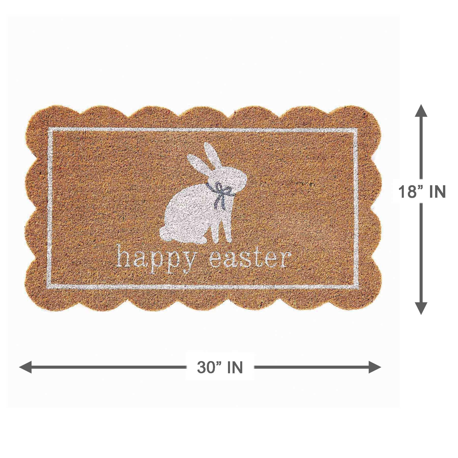 Scalloped Happy Easter Bunny Coir Mat, 18x30