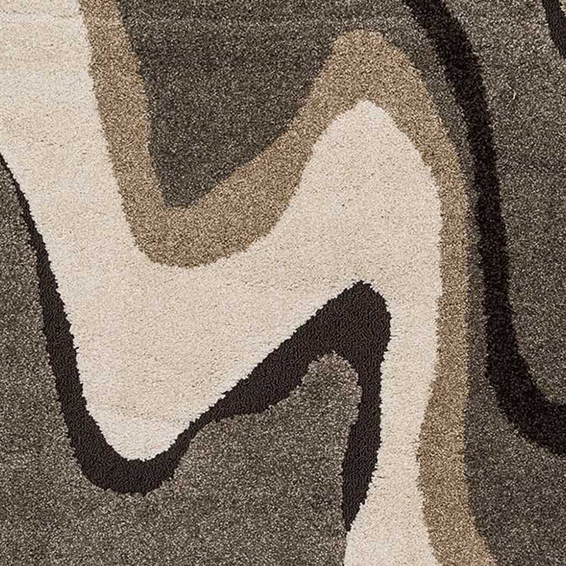(A280) Sydney Ivory & Tan Multi-Waves Area Rug, 5x8