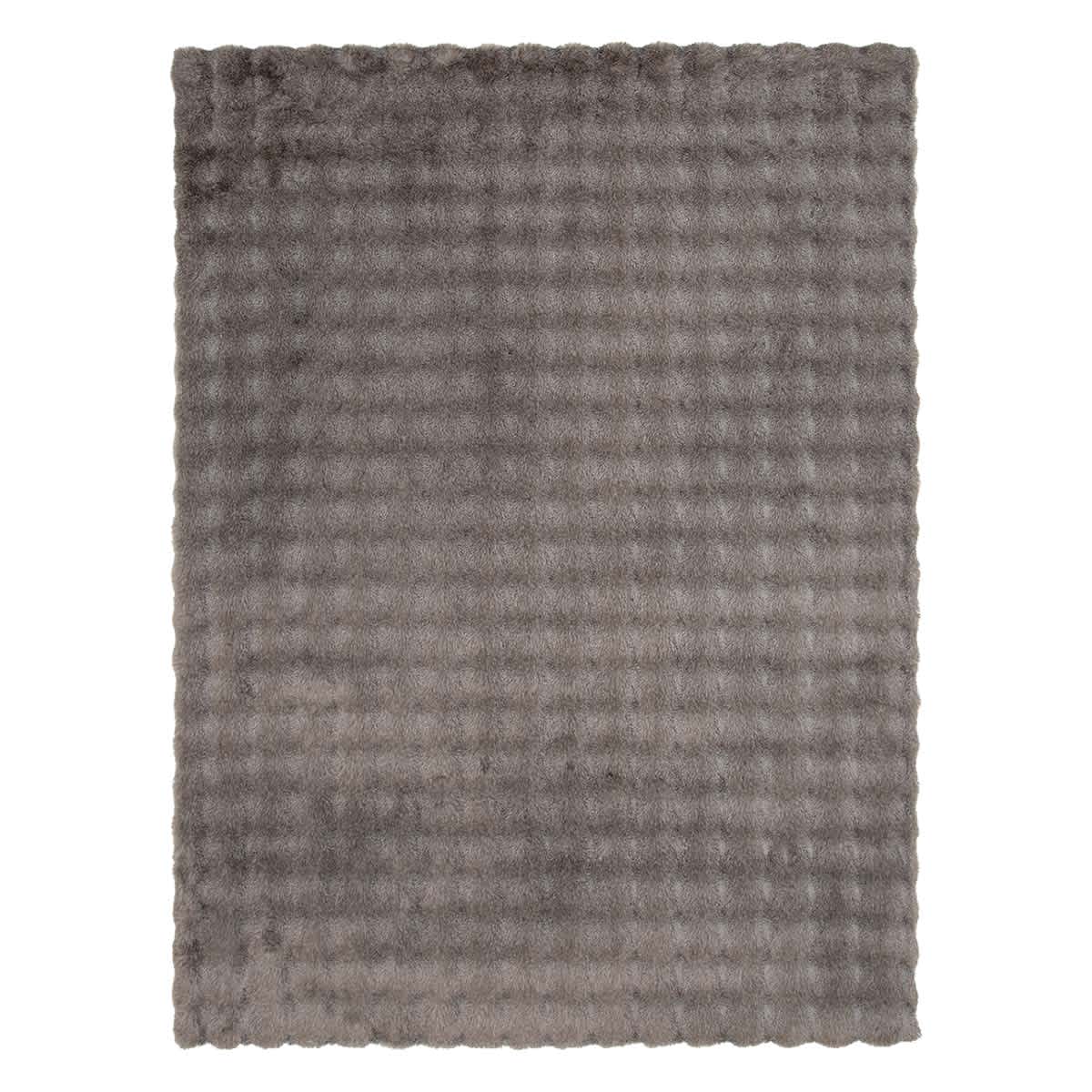 (B890) Crosby St. Grey Two-Tone Bebel Faux Fur Shag Area Rug, 5x7