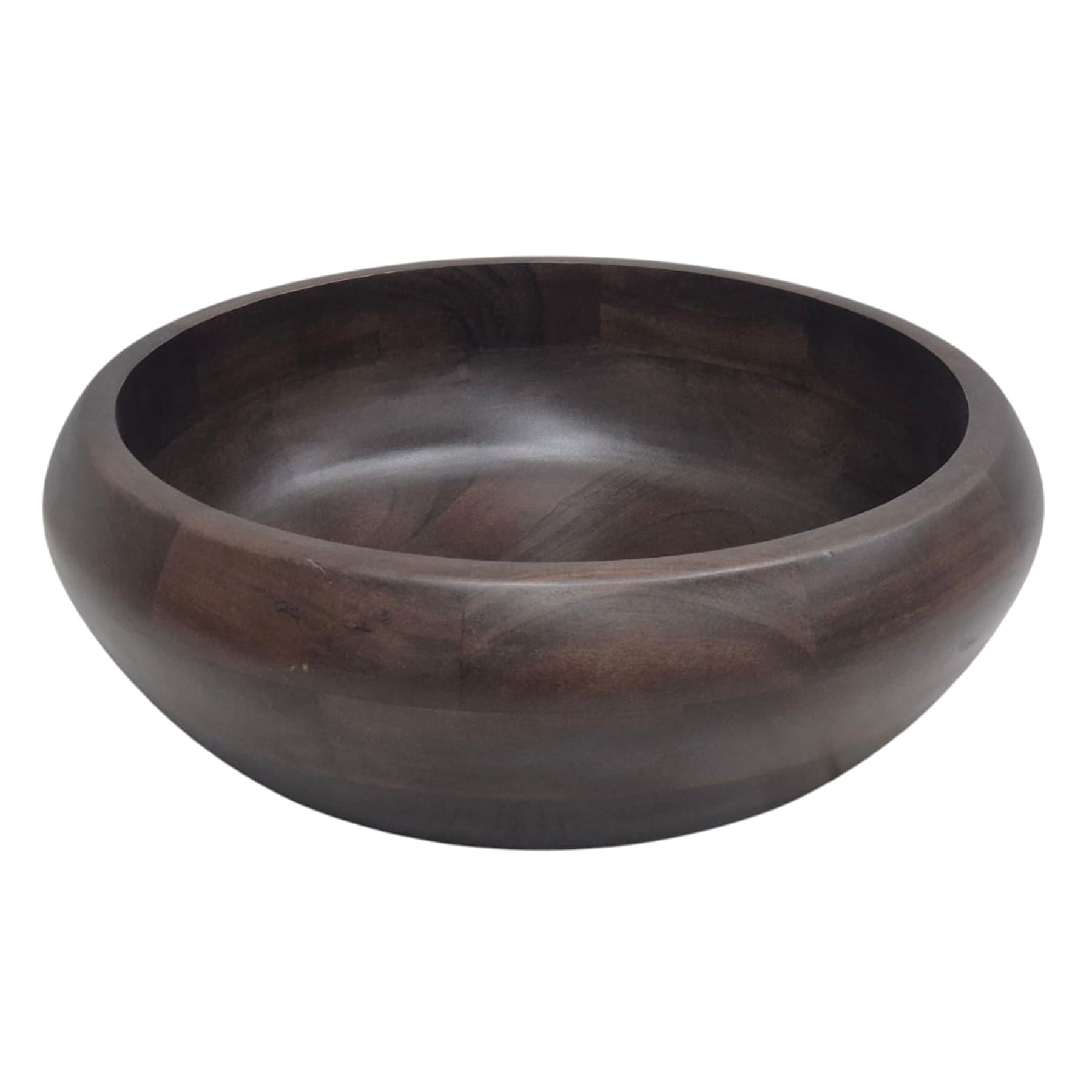 Dark Brown Acacia Wood Bowl, 15"