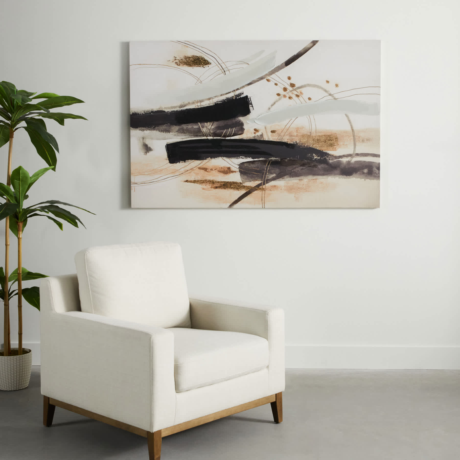 Black Abstract Canvas Wall Art, 60x40