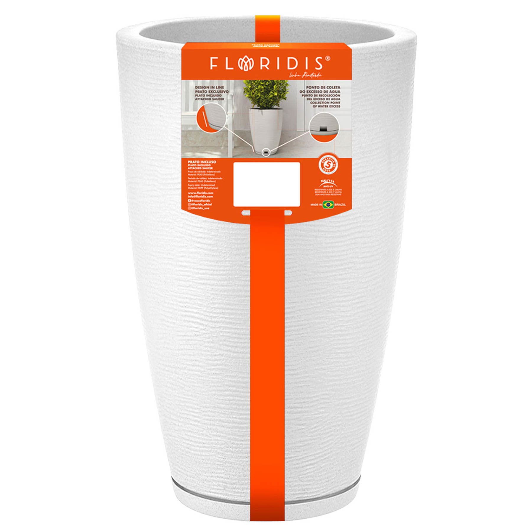 Amsterdam White Outdoor Planters, Medium