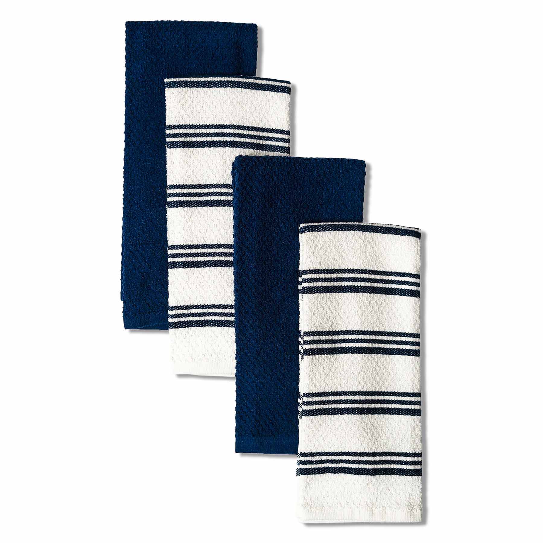 Set of 4 Blue Rockridge Terry Cotton Kitchen Towels
