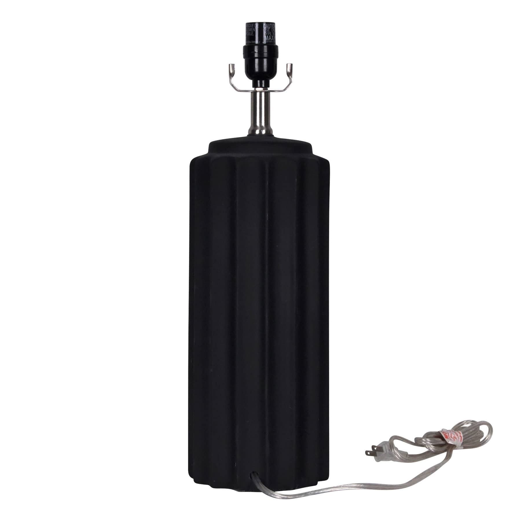 Matte Black Scalloped Medium Table Lamp Base, 19.8"