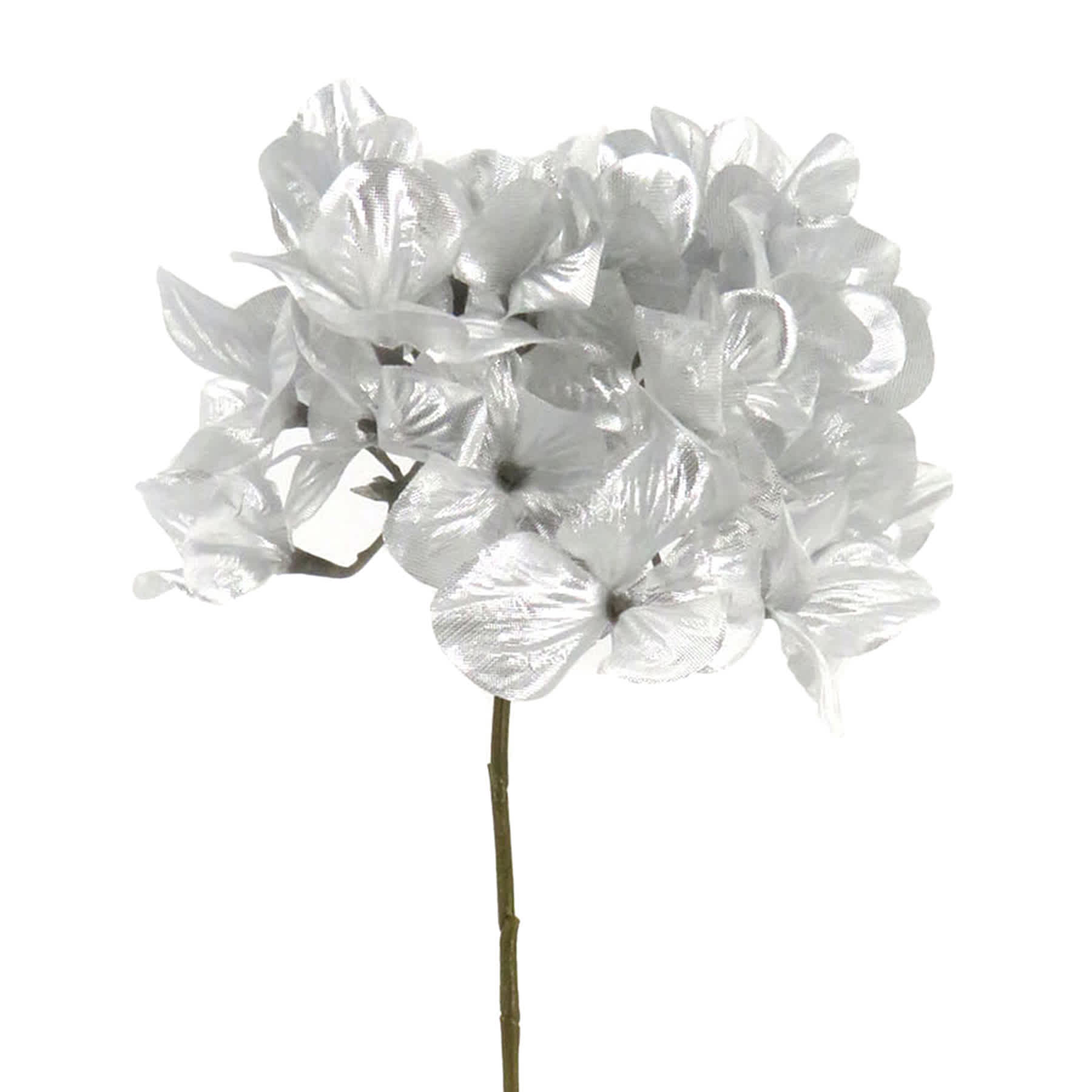 Metallic Silver Hydrangea Floral Stem, 21"