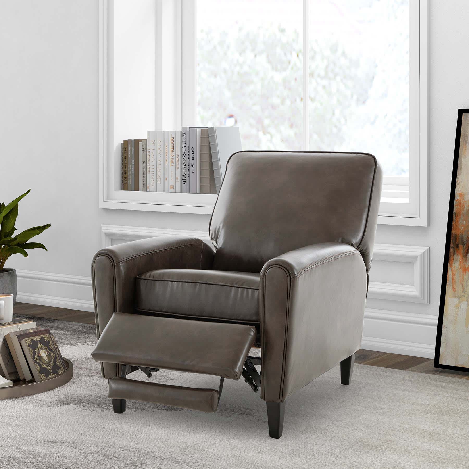Harrison Faux Leather Recliner, Dark Brown