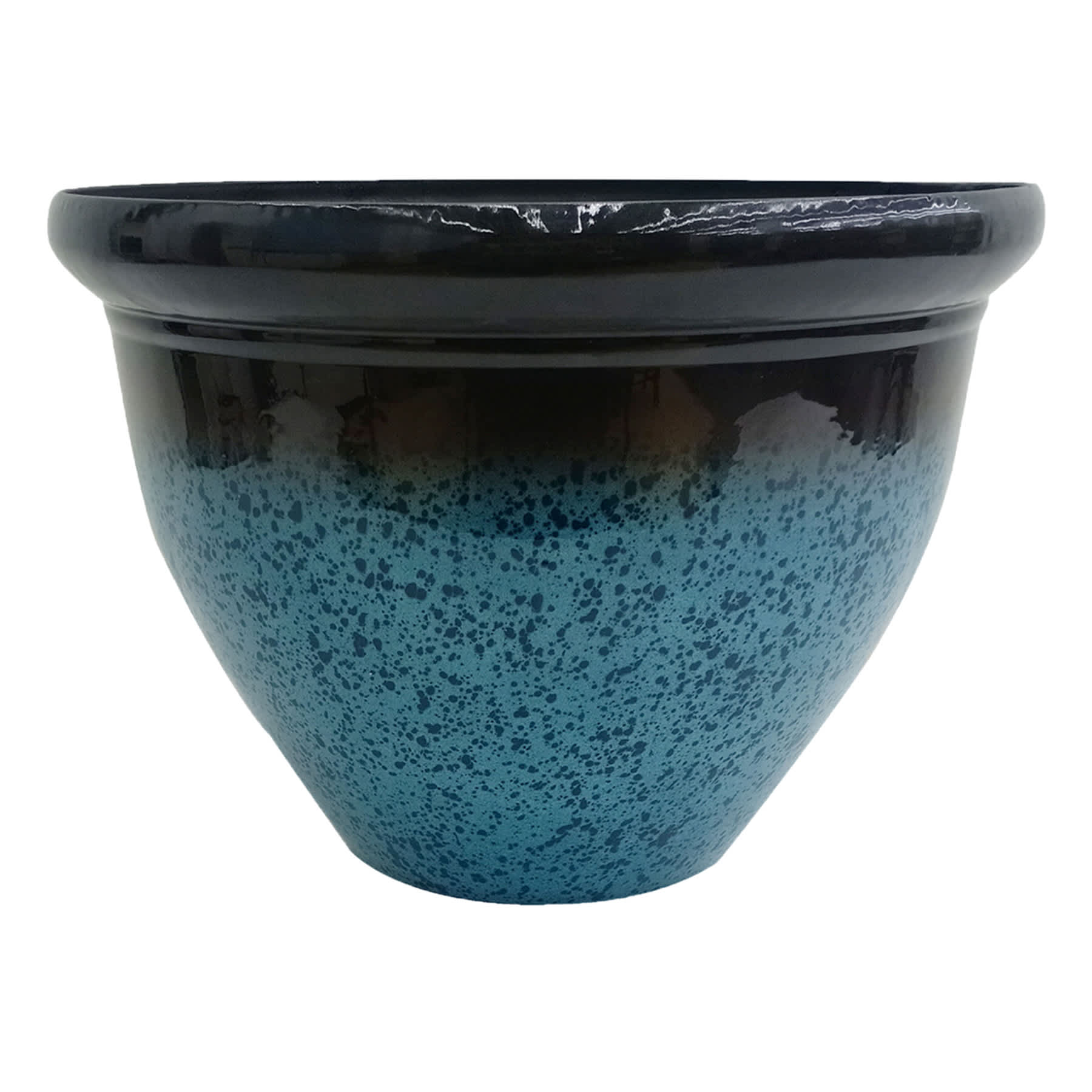 Blue Round Reactive Glaze Outdoor Planter, Medium