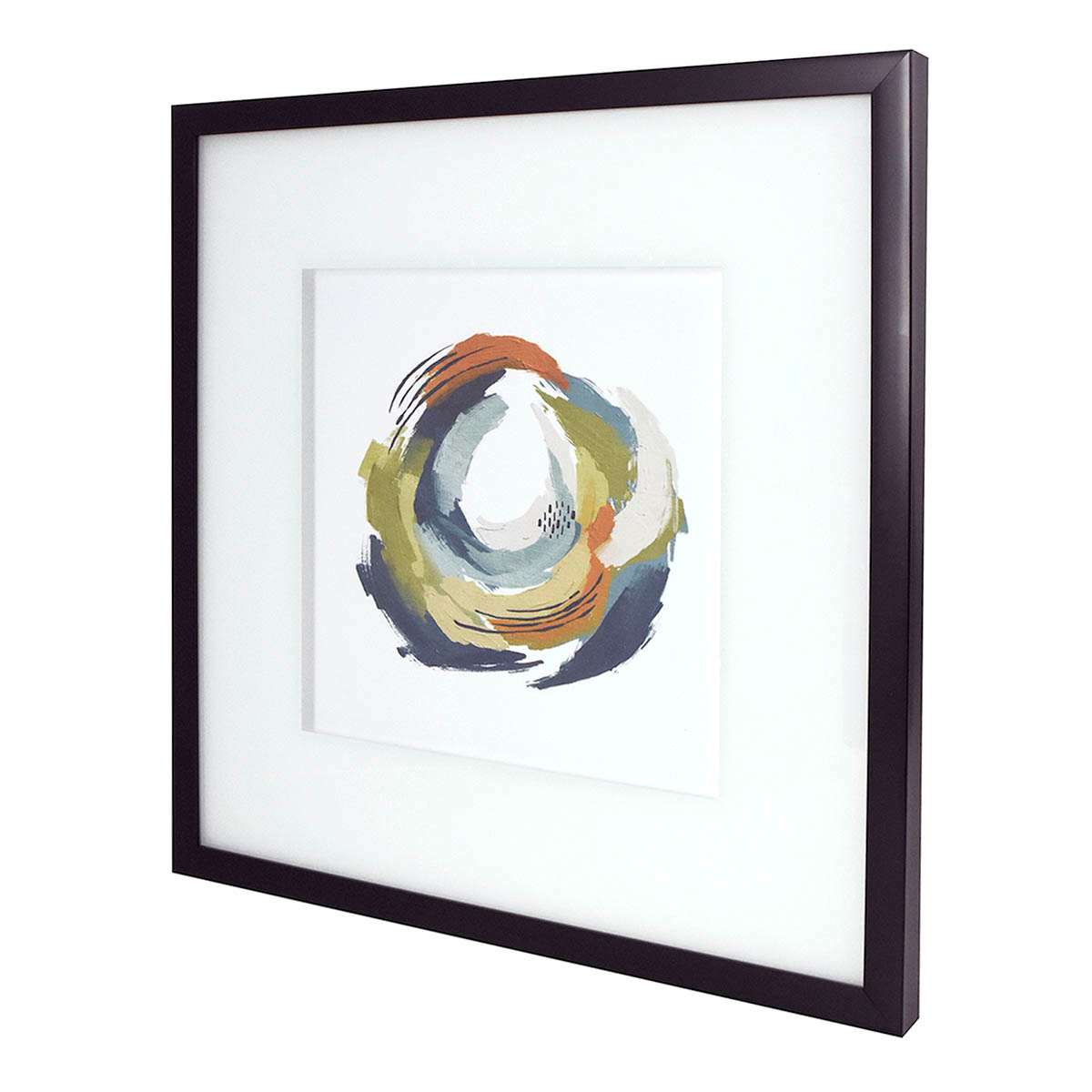 Glass Framed Colorful Abstract Print Wall Art, 17"