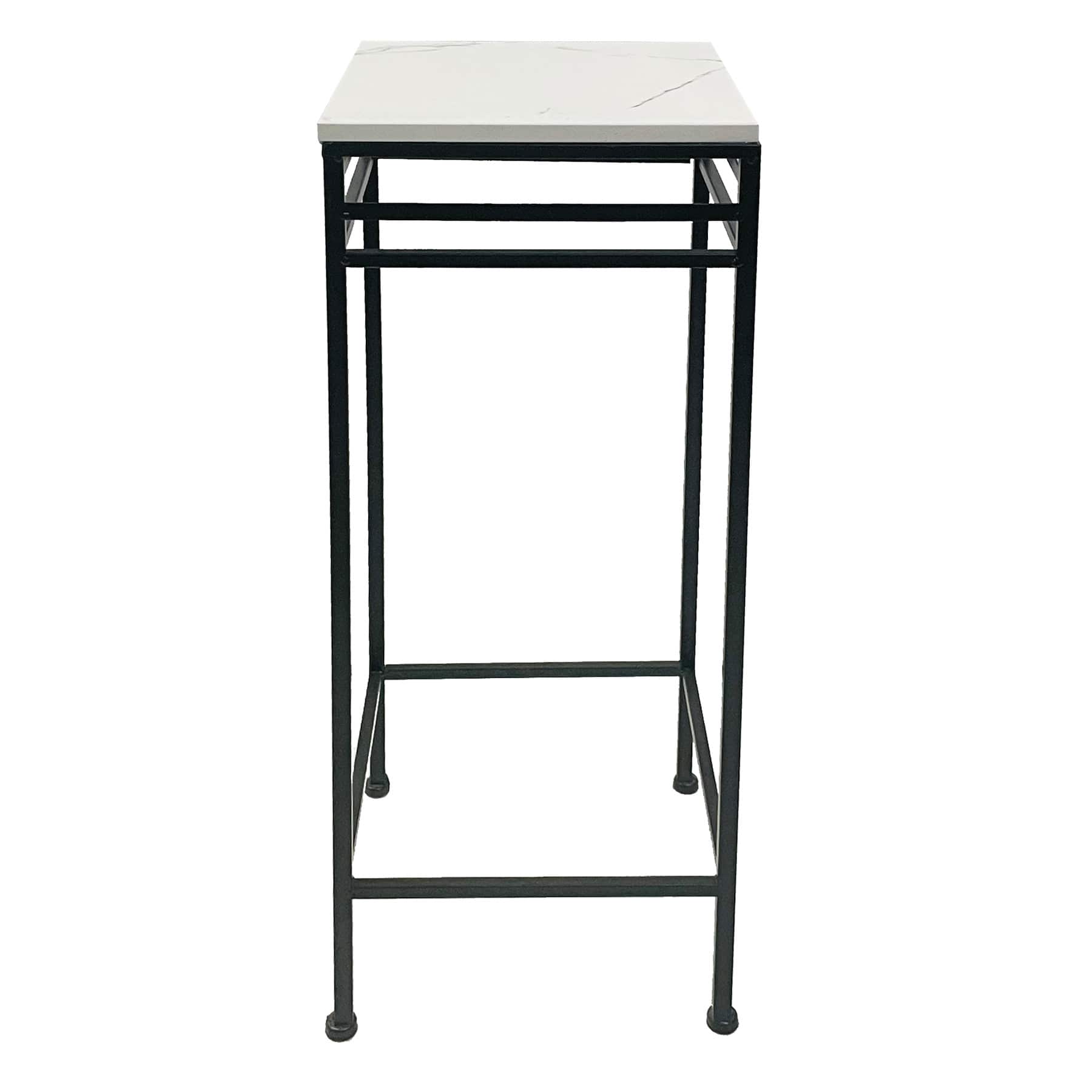 LARGE MARBLE PLANT STAND BLK