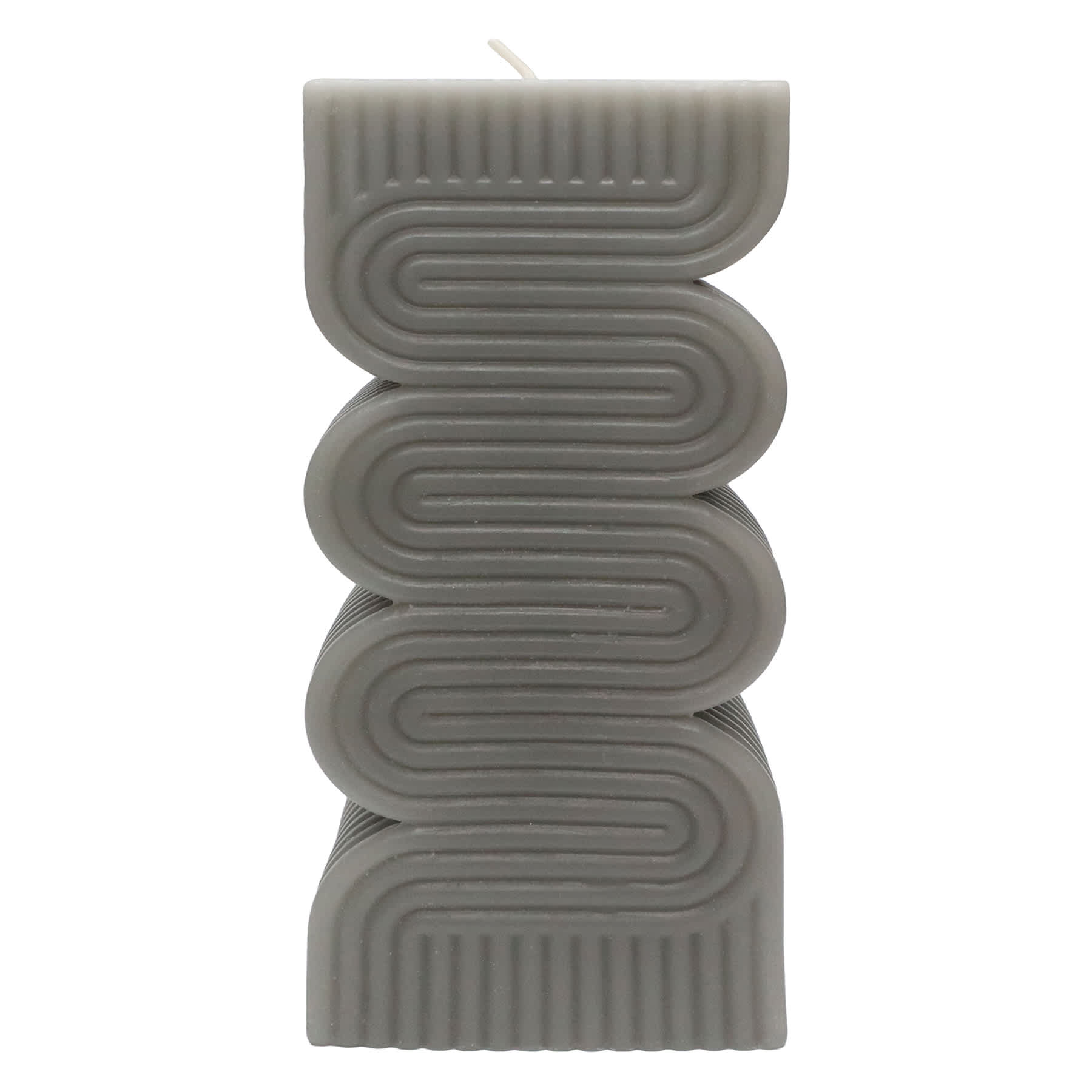 Crosby St. Grey Unscented Modern Wavy Pillar Candle, 3x8