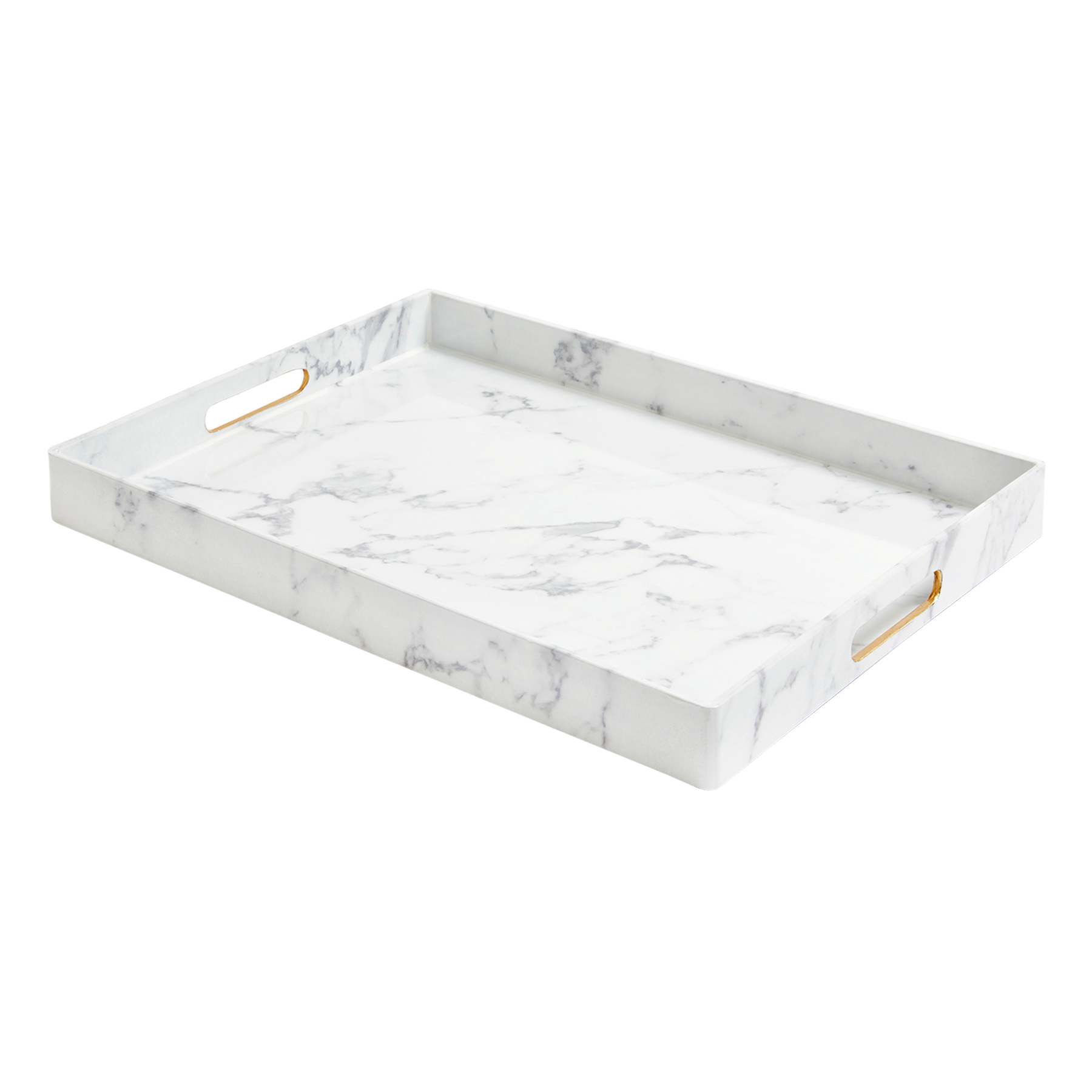 Marbled Grey & White Rectangle Decorative Tray, 14x19