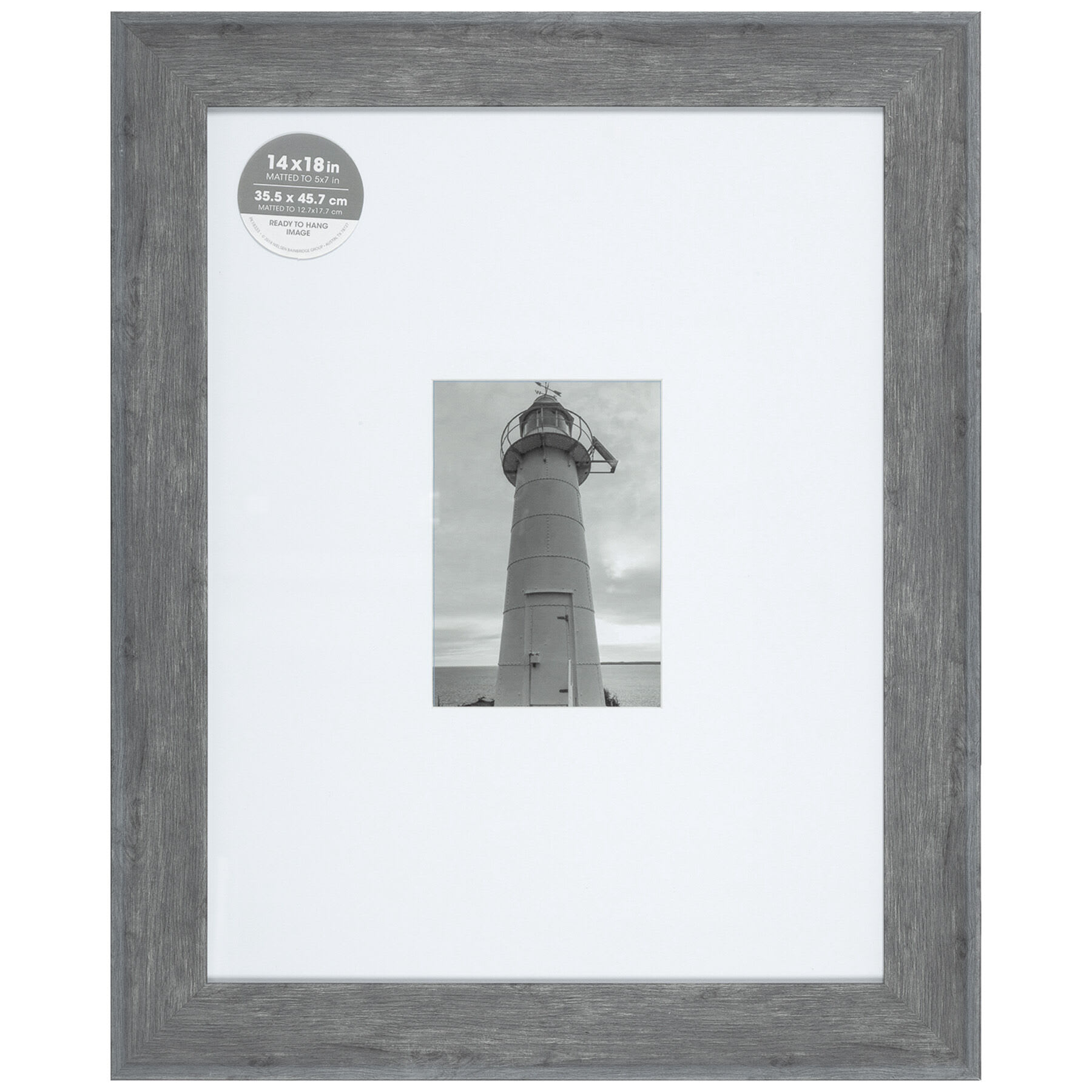 14x18 Matted to 5x7 Wide Flat Profile With White Mat Wall Frame, Grey