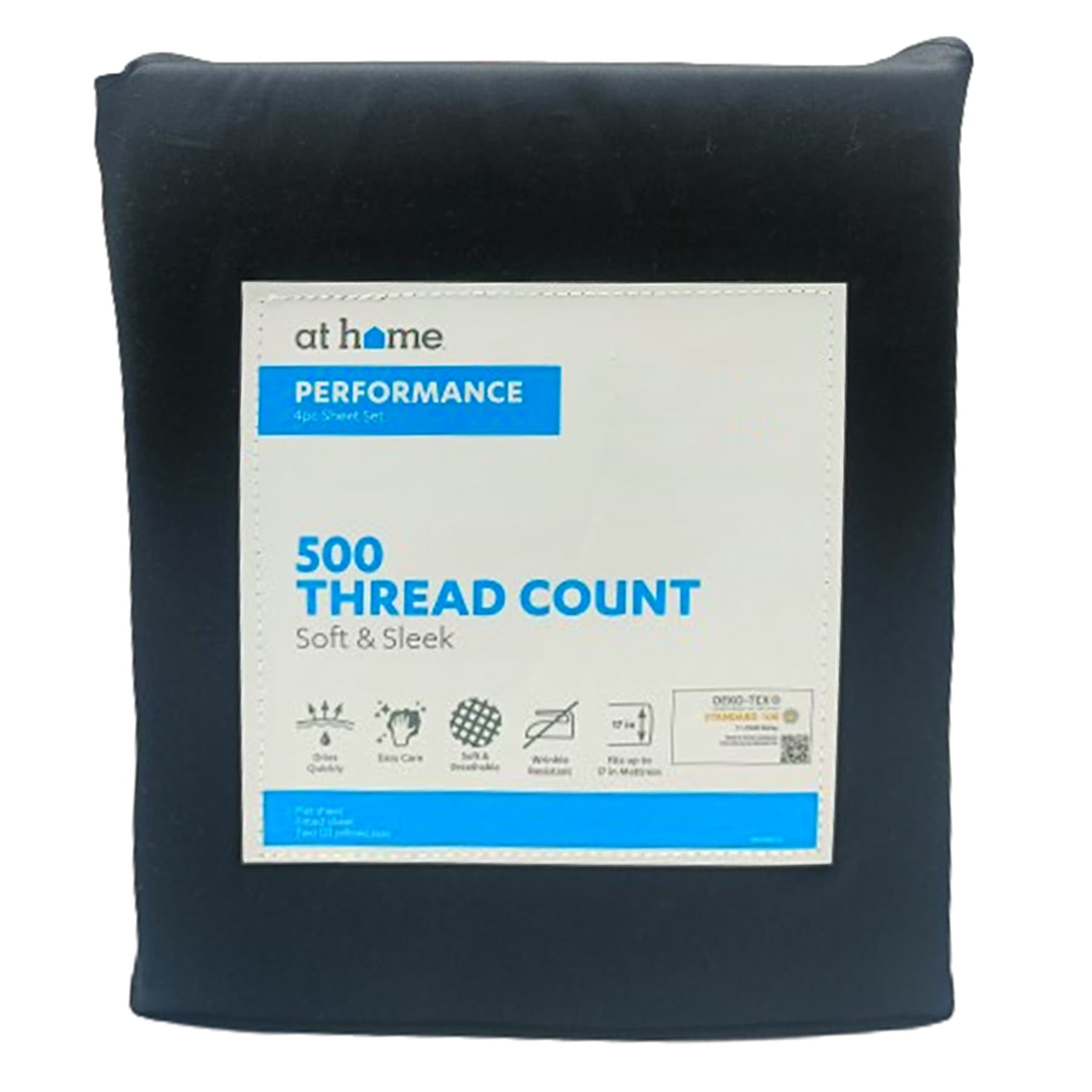 4-Piece Jet Black 500 Thread Count Performance Sheet Set, Full