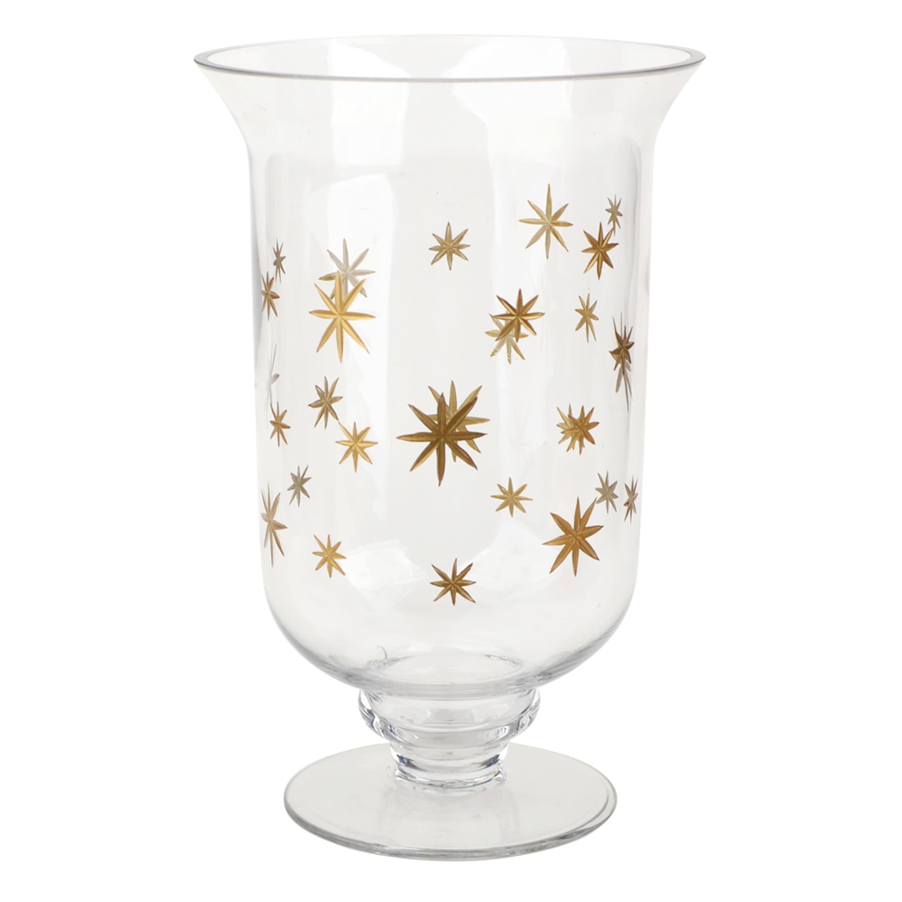 Willow Crossley Gold Etched Star Glass Vase, 9.8"